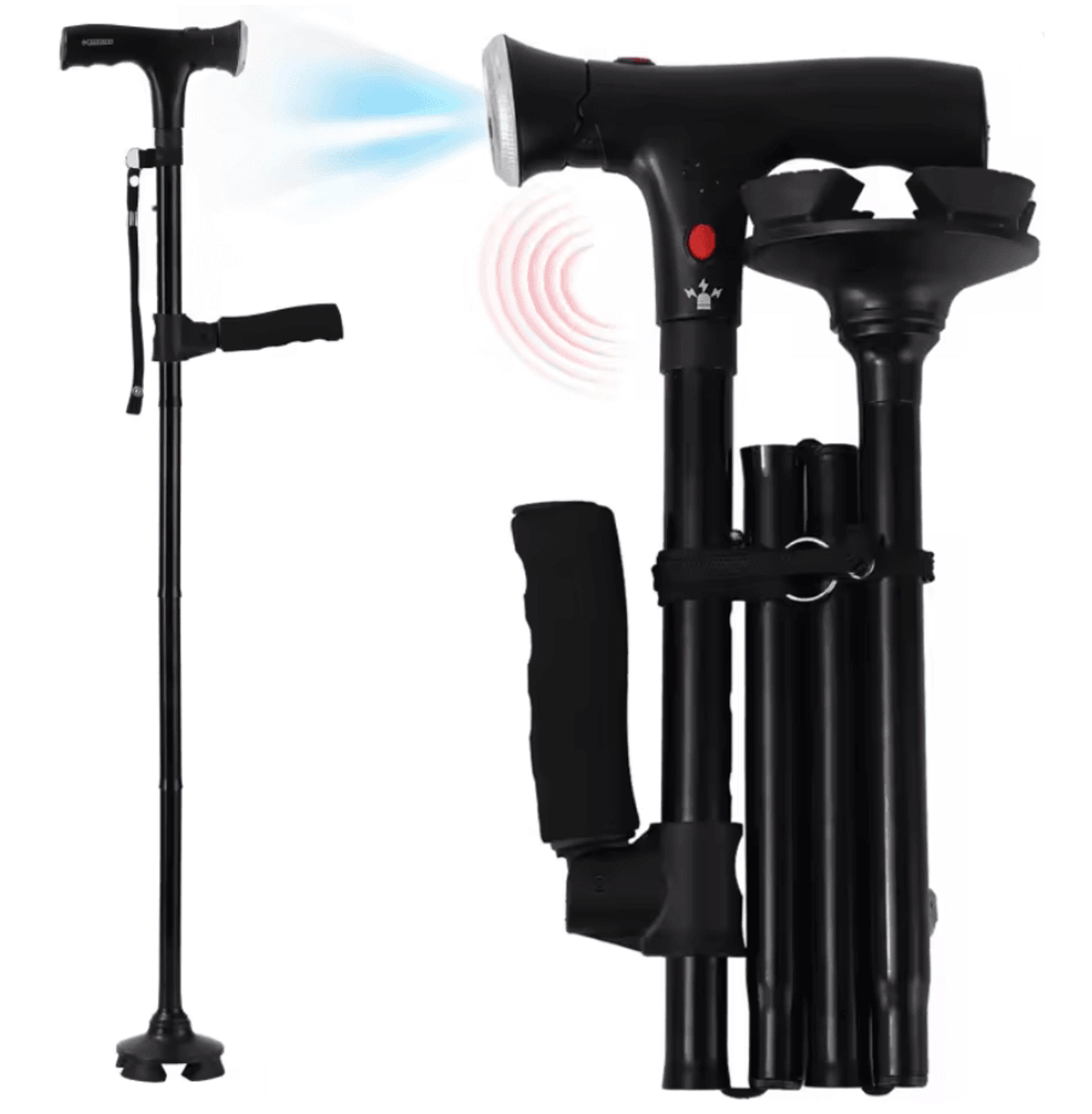 Folding Adjustable Walking Cane With LED Light 0