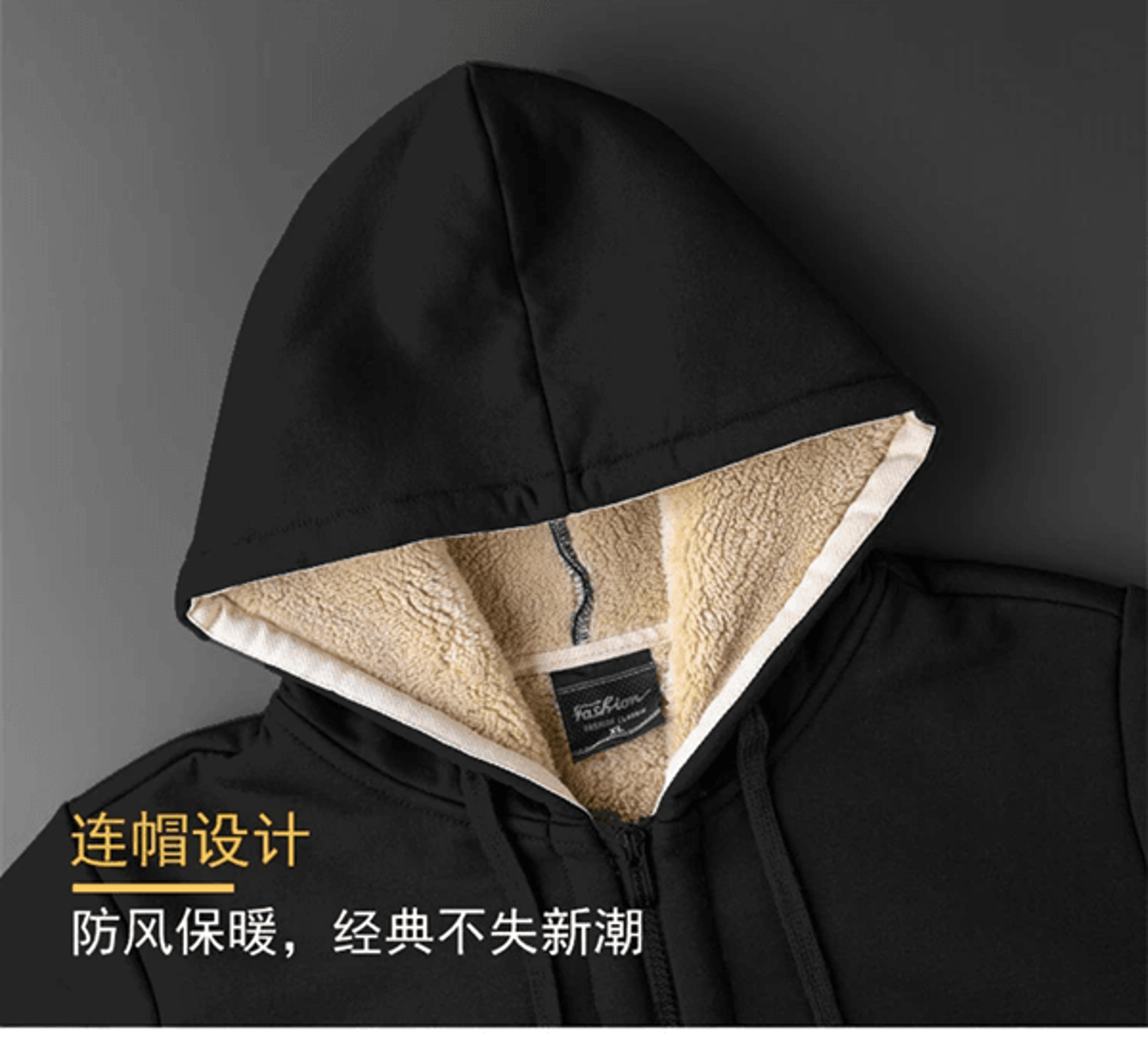 Mens Lambswool Fleece Hoodie Winter Warm Zipper Jacket 0