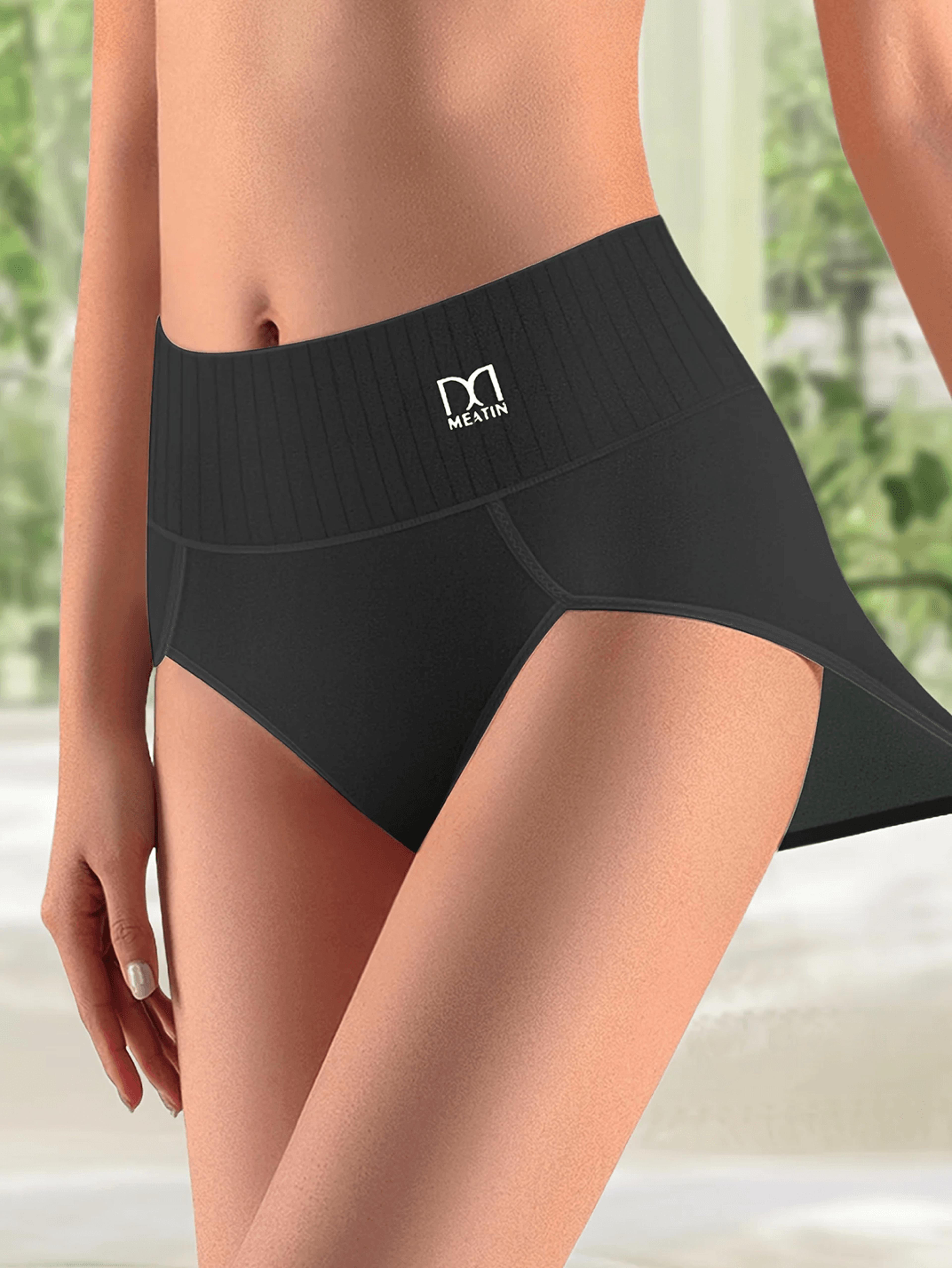 High Waisted Tummy Control Womens Cotton Panties 4 Pack Breathable Underwear 3