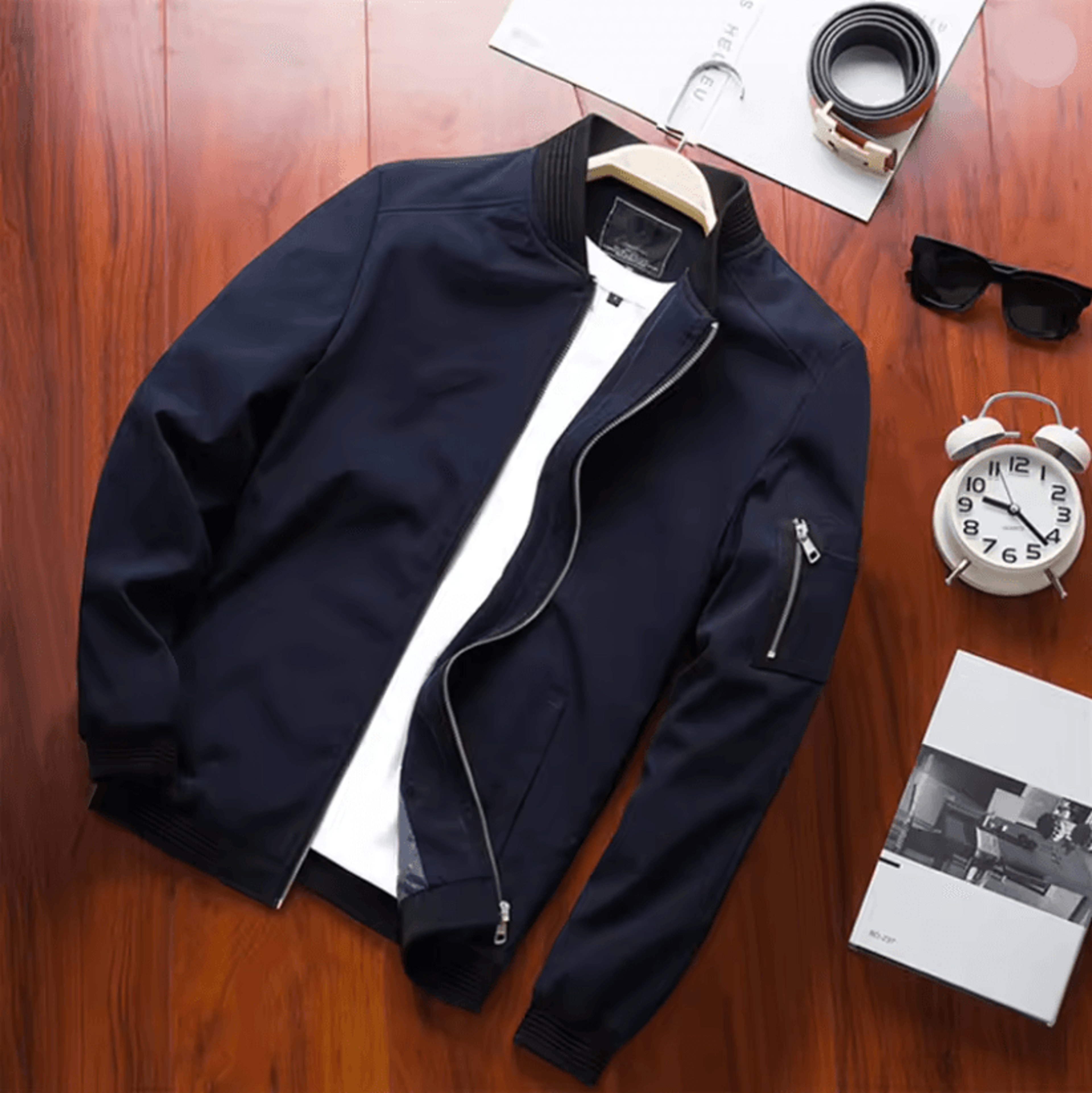 Mens Slim Bomber Jacket Lightweight Windbreaker With Zipper 0