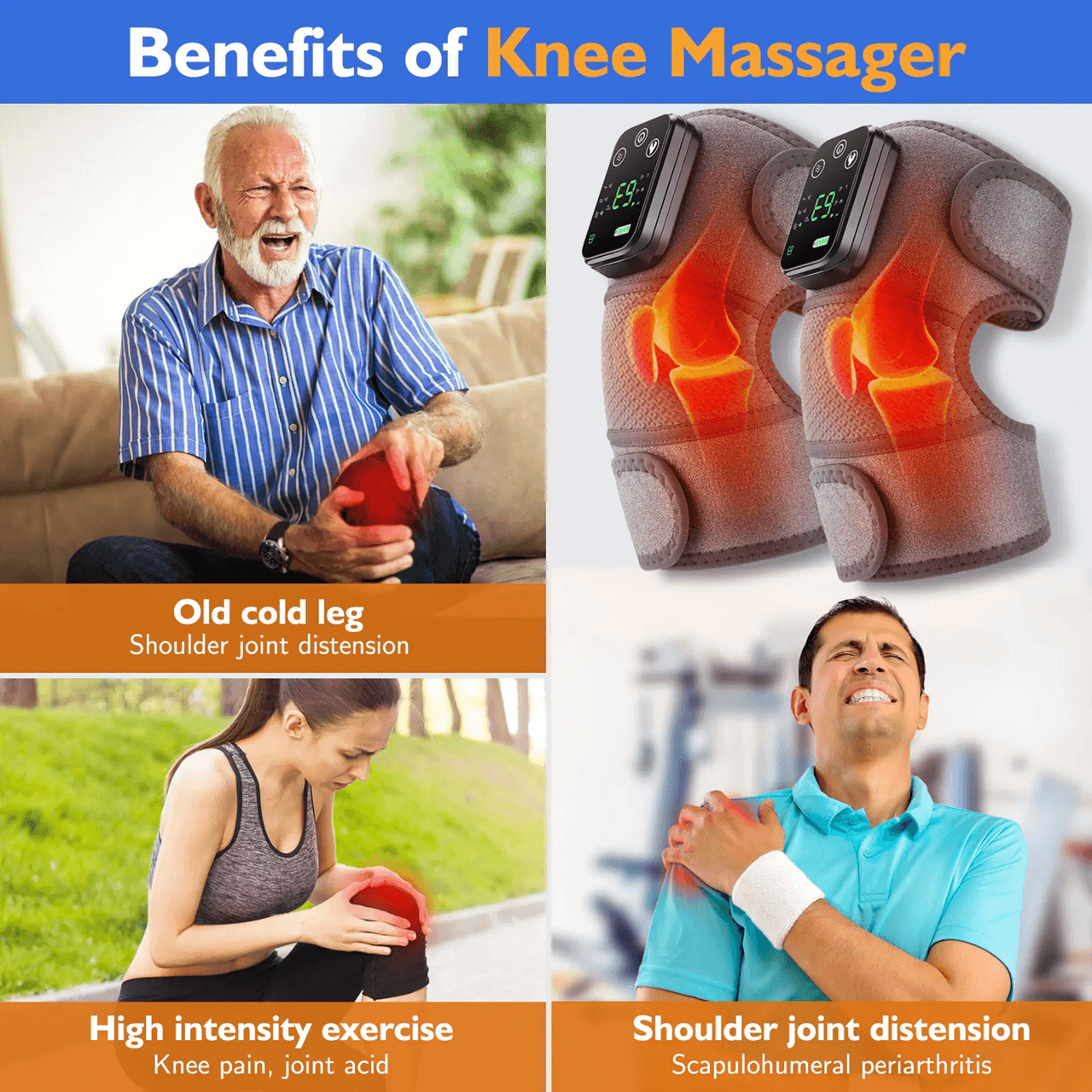Heated Vibration Knee And Joint Massager With Hot Compress Pain Relief 1