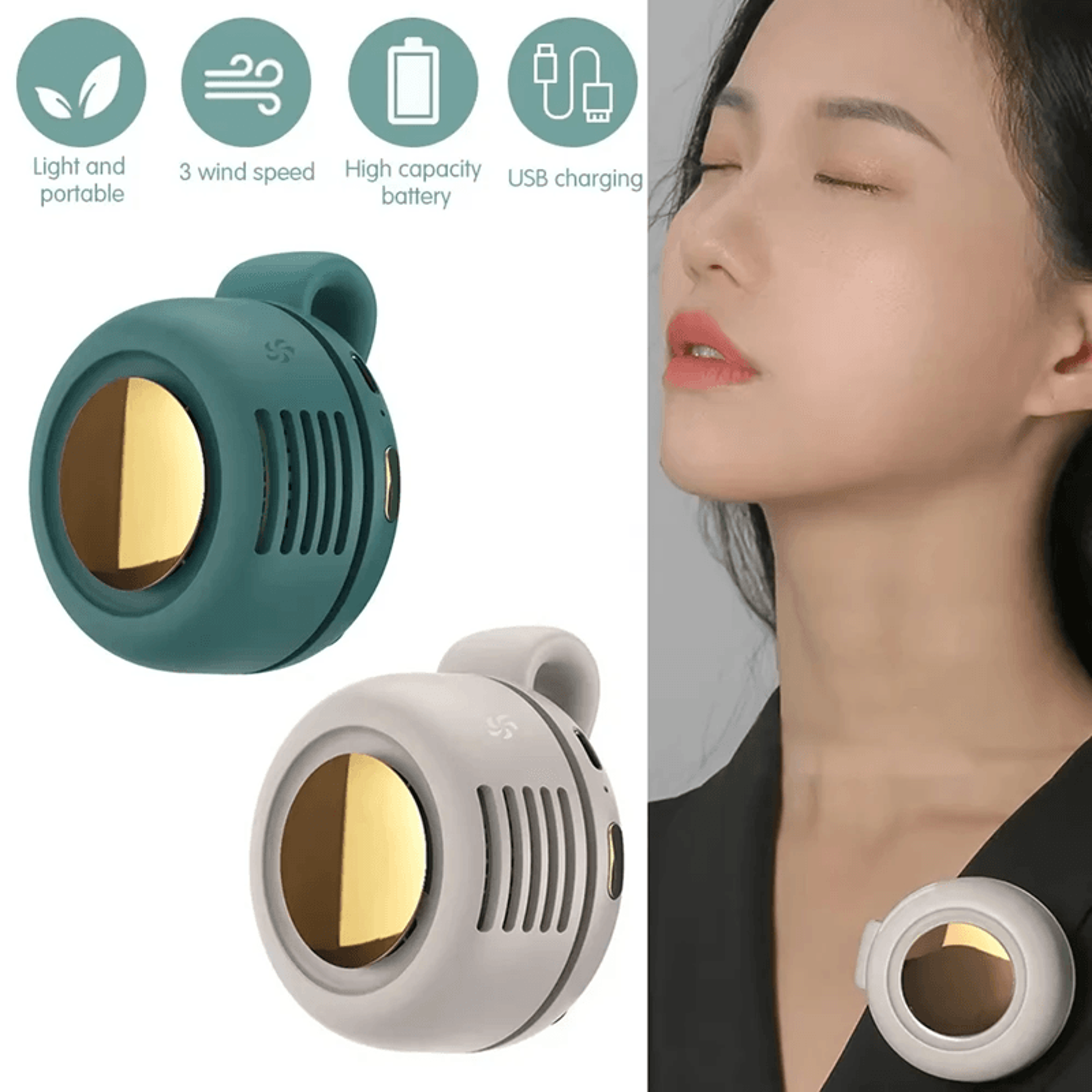 Portable Bladeless Fan Mini Rechargeable Handheld And Waist Clip Cooling Fan 1