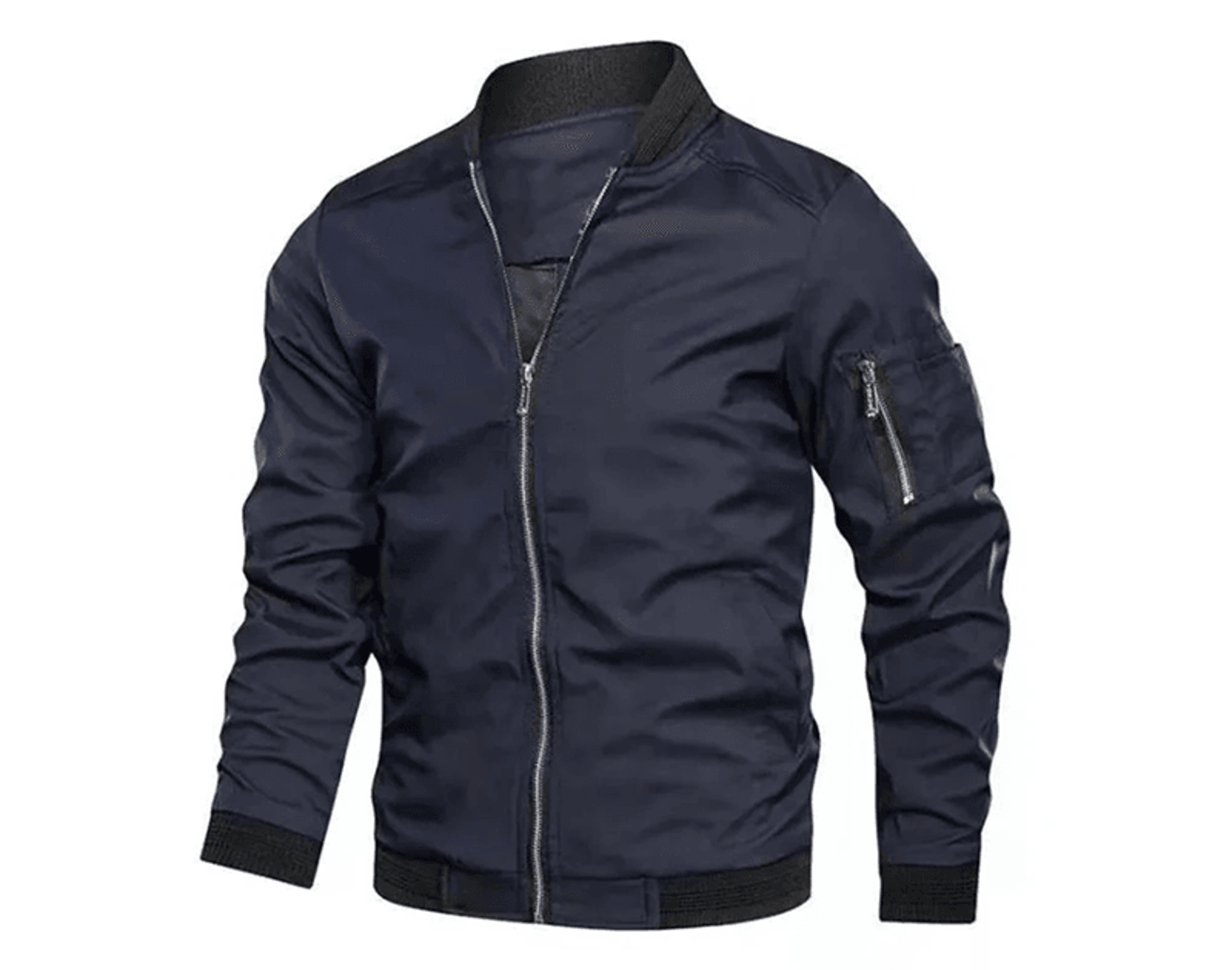 Mens Bomber Jacket Lightweight Casual Windbreaker With Zip Up Pockets 1