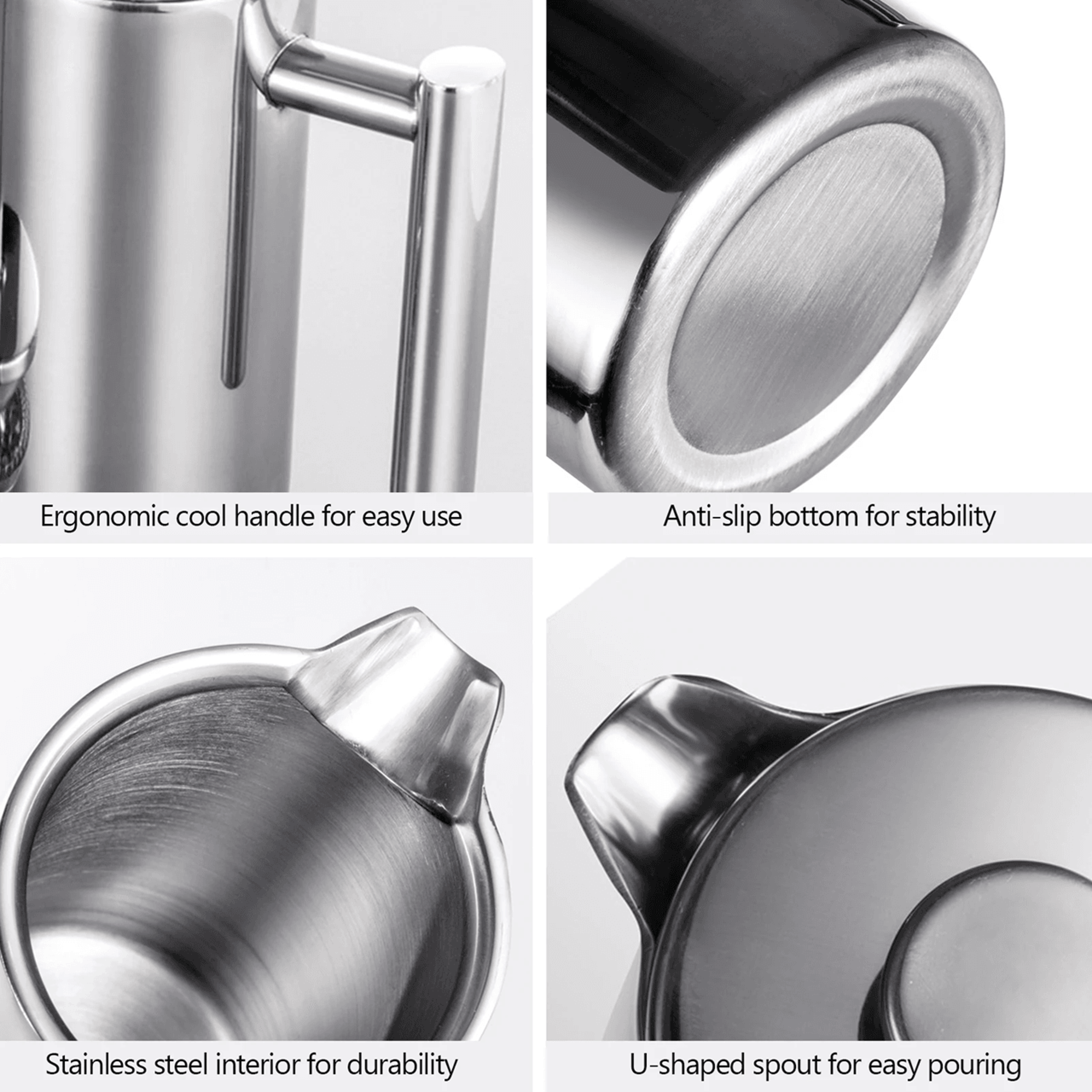 Brew Master Double Wall Stainless Steel French Press Coffee Maker 2