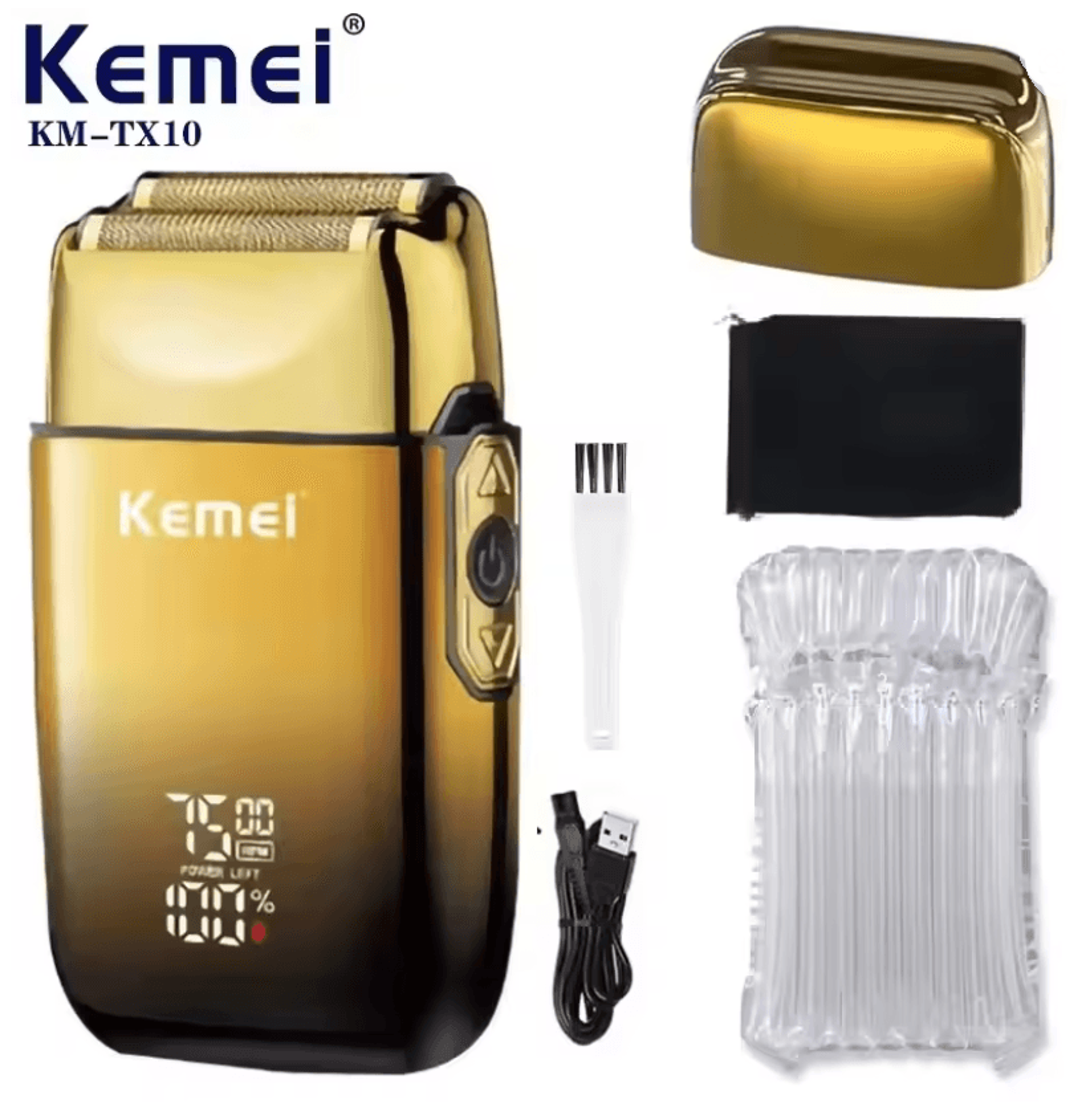 Kemei TX10 Electric Shaver Rechargeable Foil Razor For Men Bald Head And Beard Grooming 2