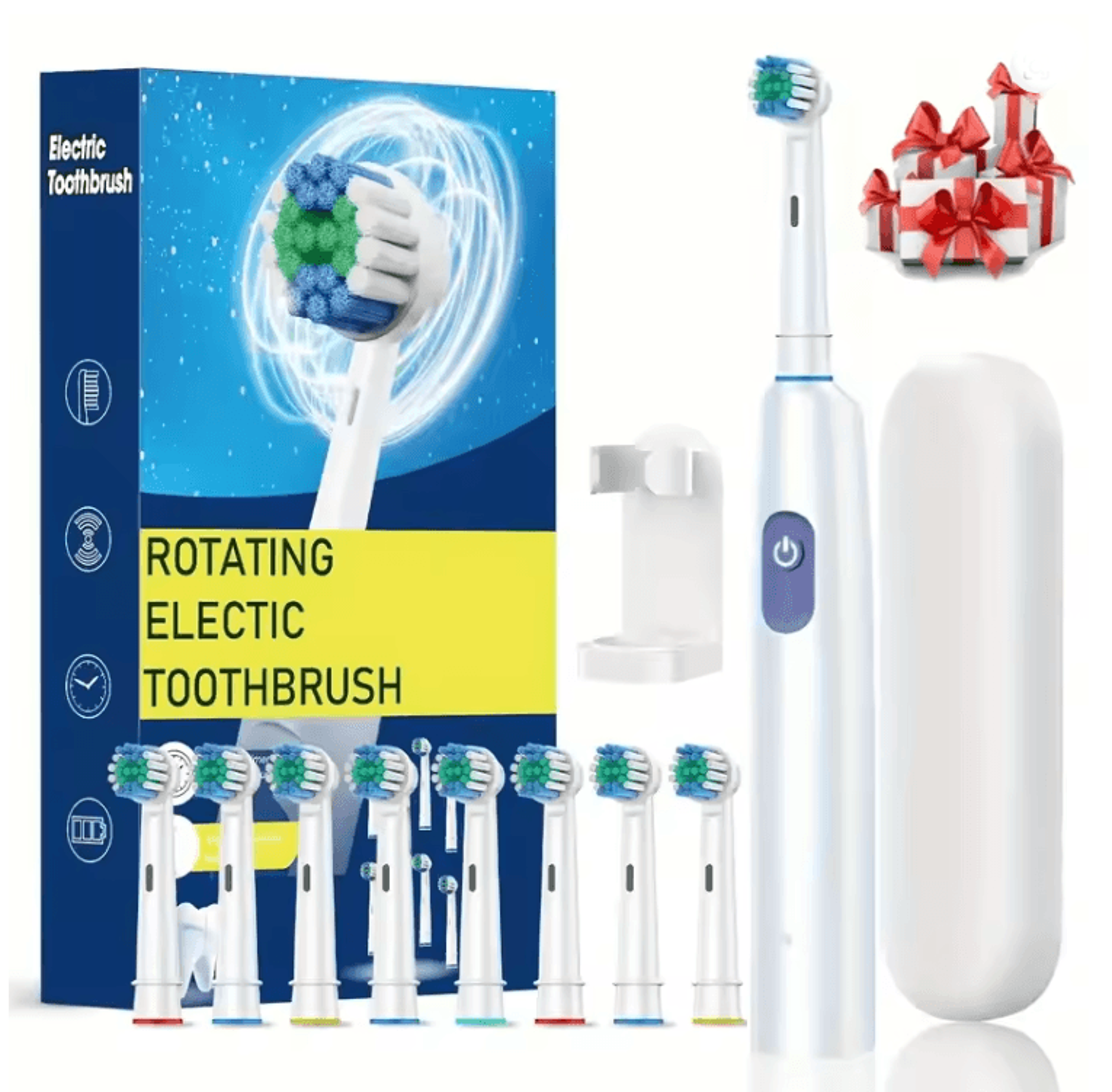 ProClean Rotary Electric Toothbrush Rechargeable With 8 Soft Brush Heads 7