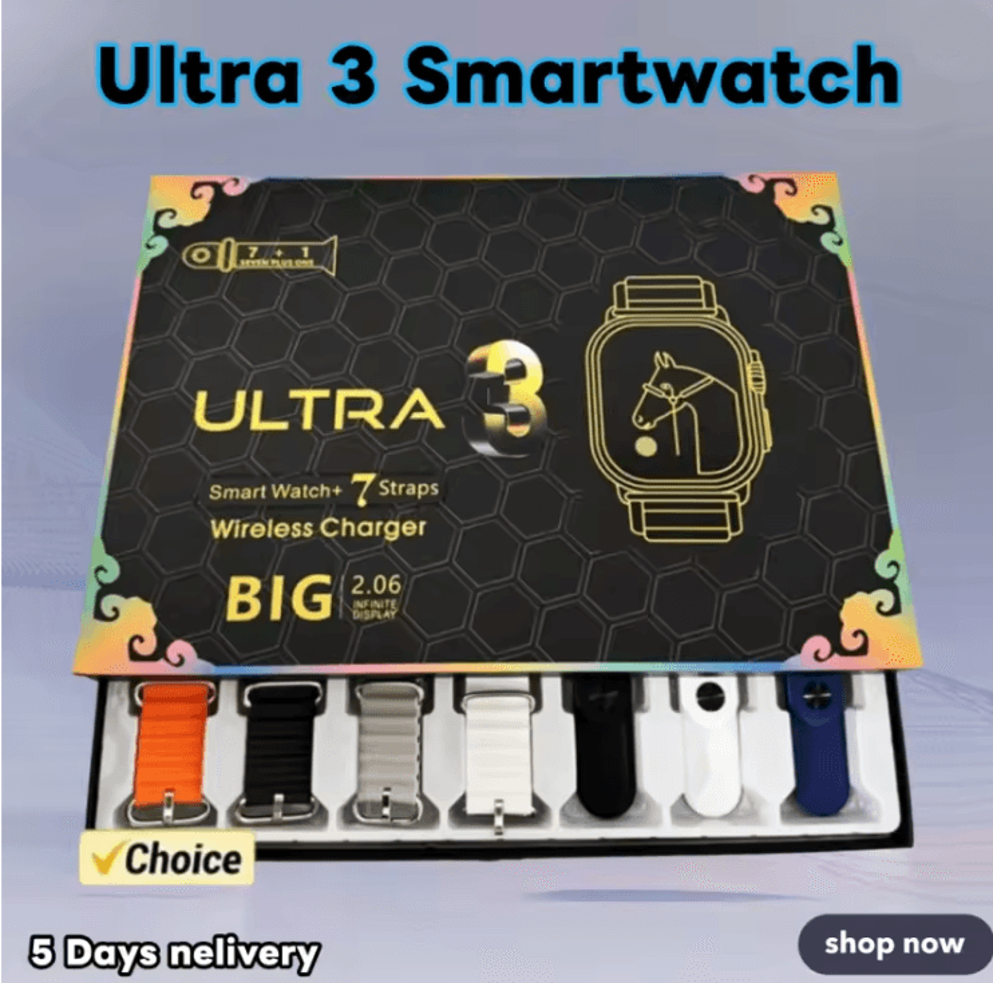UltraView Smartwatch 3 With AMOLED Display ECG Monitoring And Multiple Straps 0