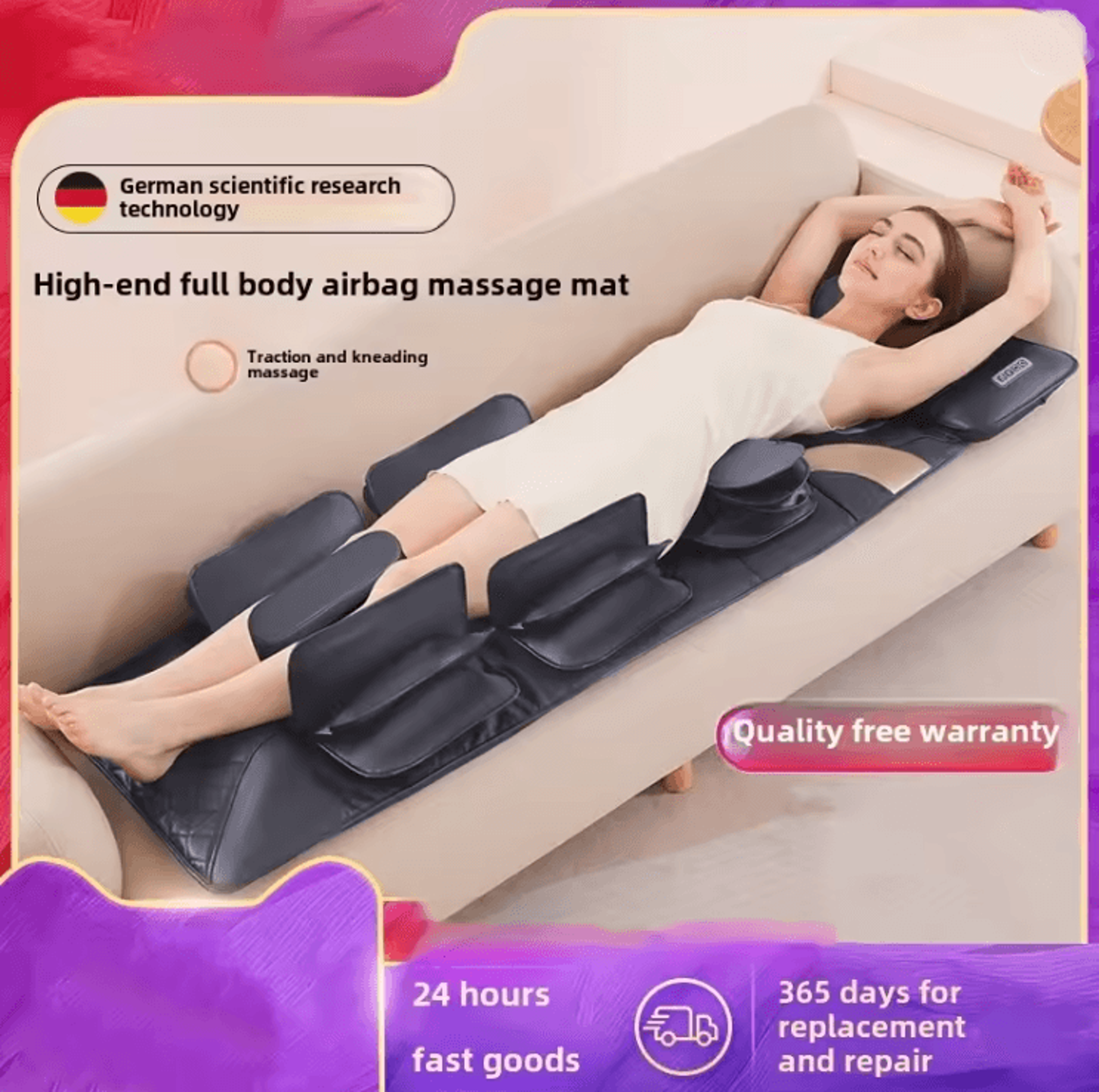 RelaxEase Heated Vibration Full Body Massage Mat With Remote Control 0