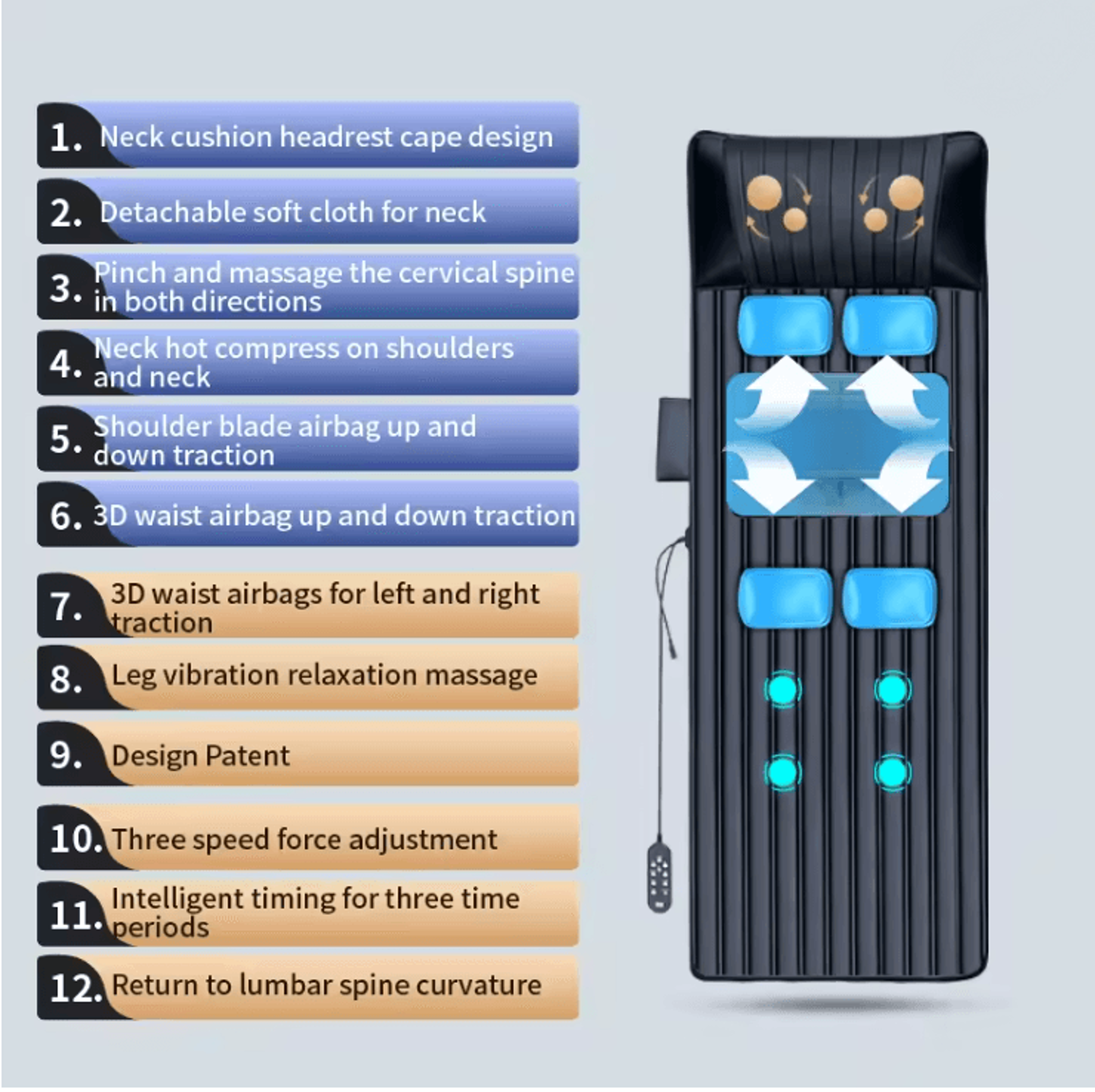 RelaxEase Heated Vibration Full Body Massage Mat With Remote Control 2