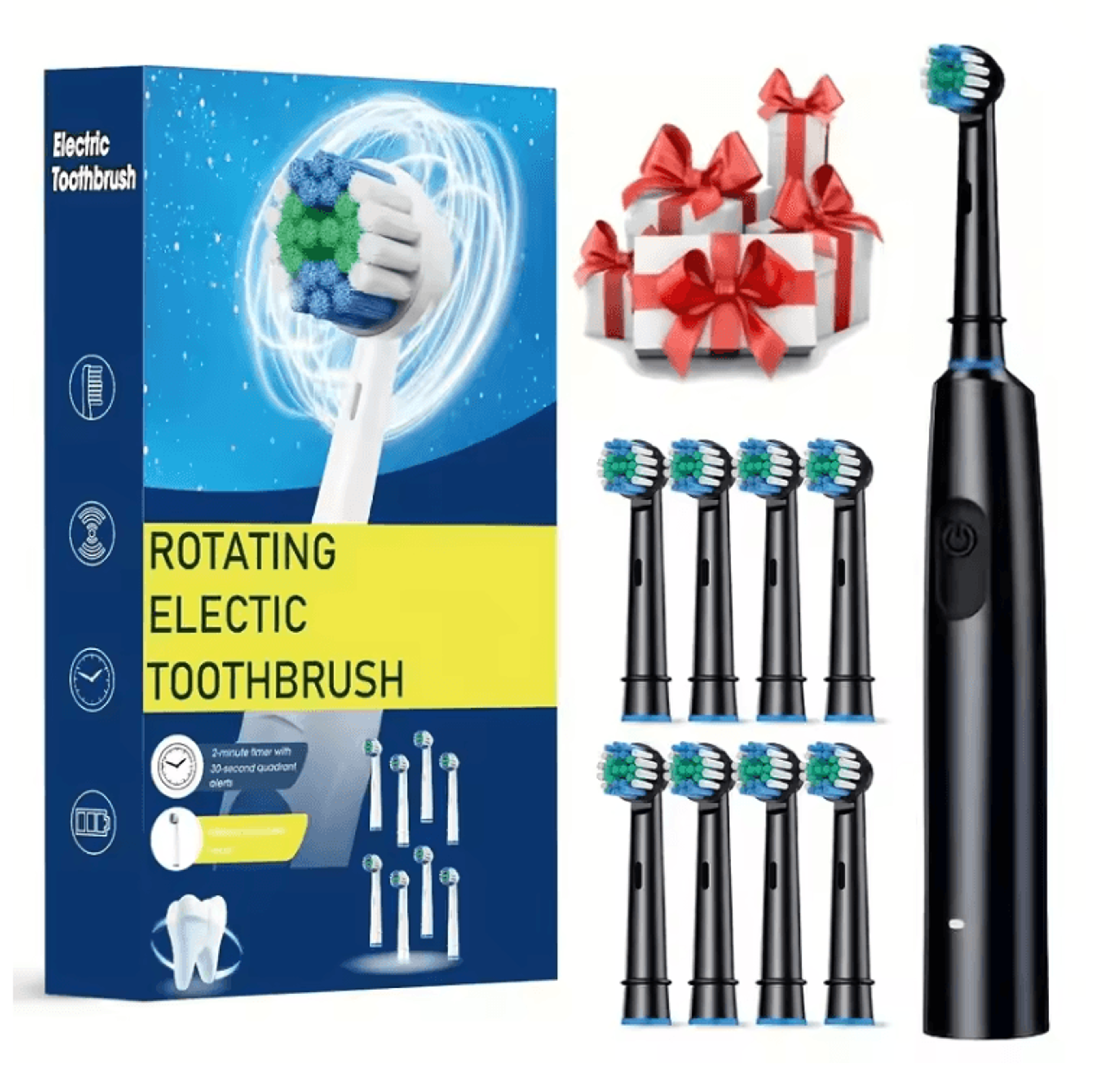 Rechargeable Rotary Electric Toothbrush For Adults With 8 Soft Brush Heads 7