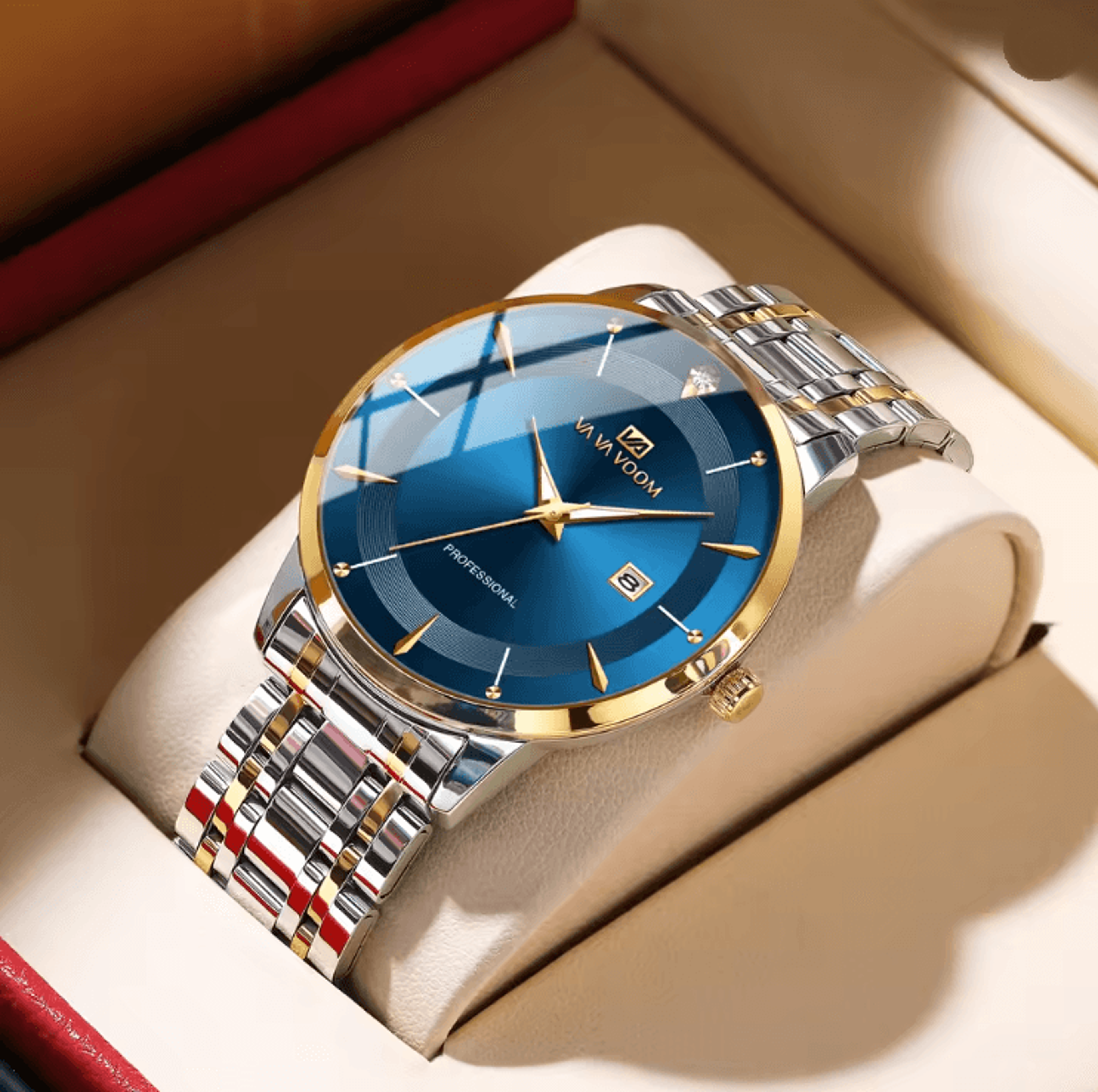 Luxury Mens Stainless Steel Watch With Quartz Movement And Rhinestone Detailing 4