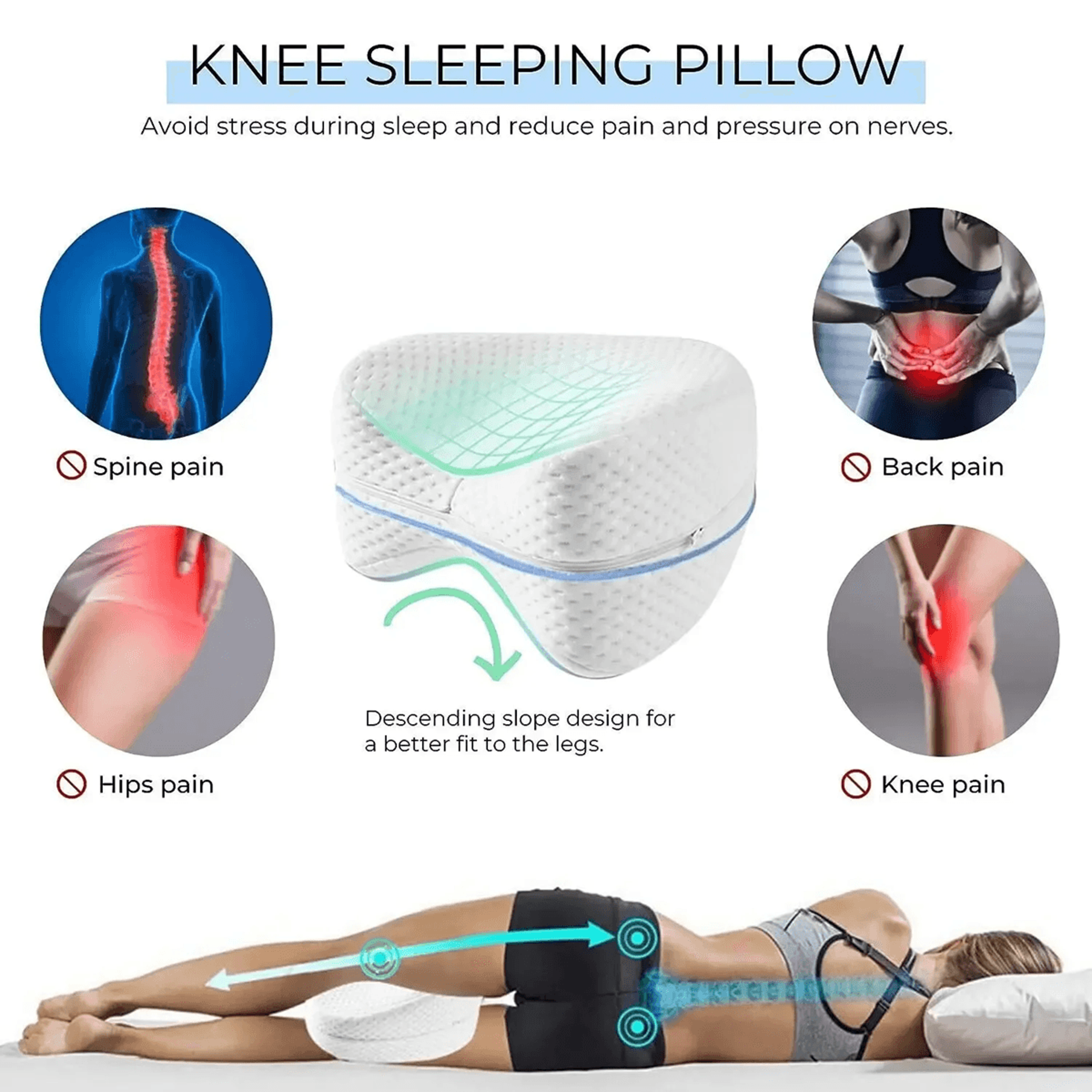 Memory Foam Leg Pillow For Sciatica Relief And Lower Back Pain Support 2
