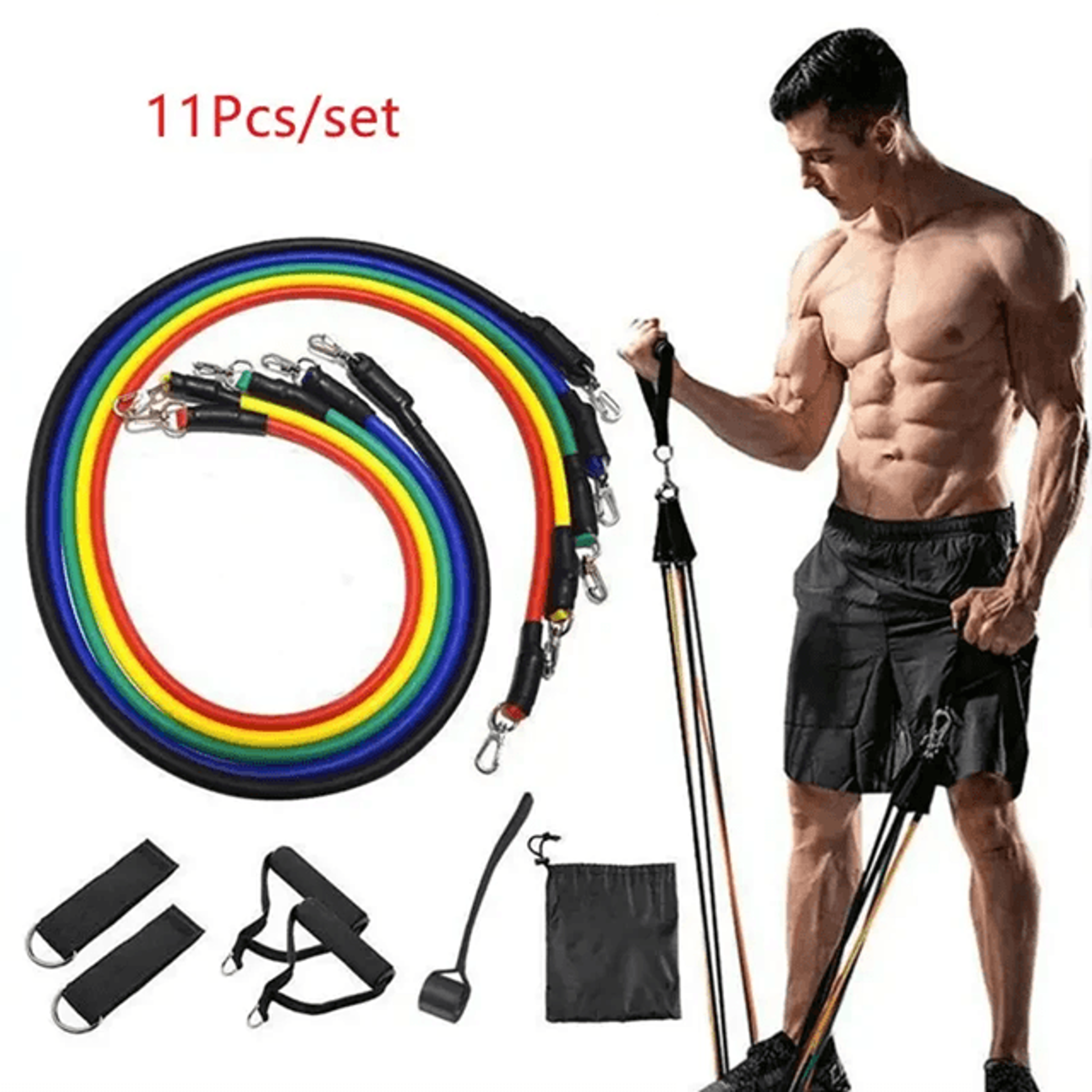 11 Piece Resistance Bands Set With Handles And Door Anchor 0