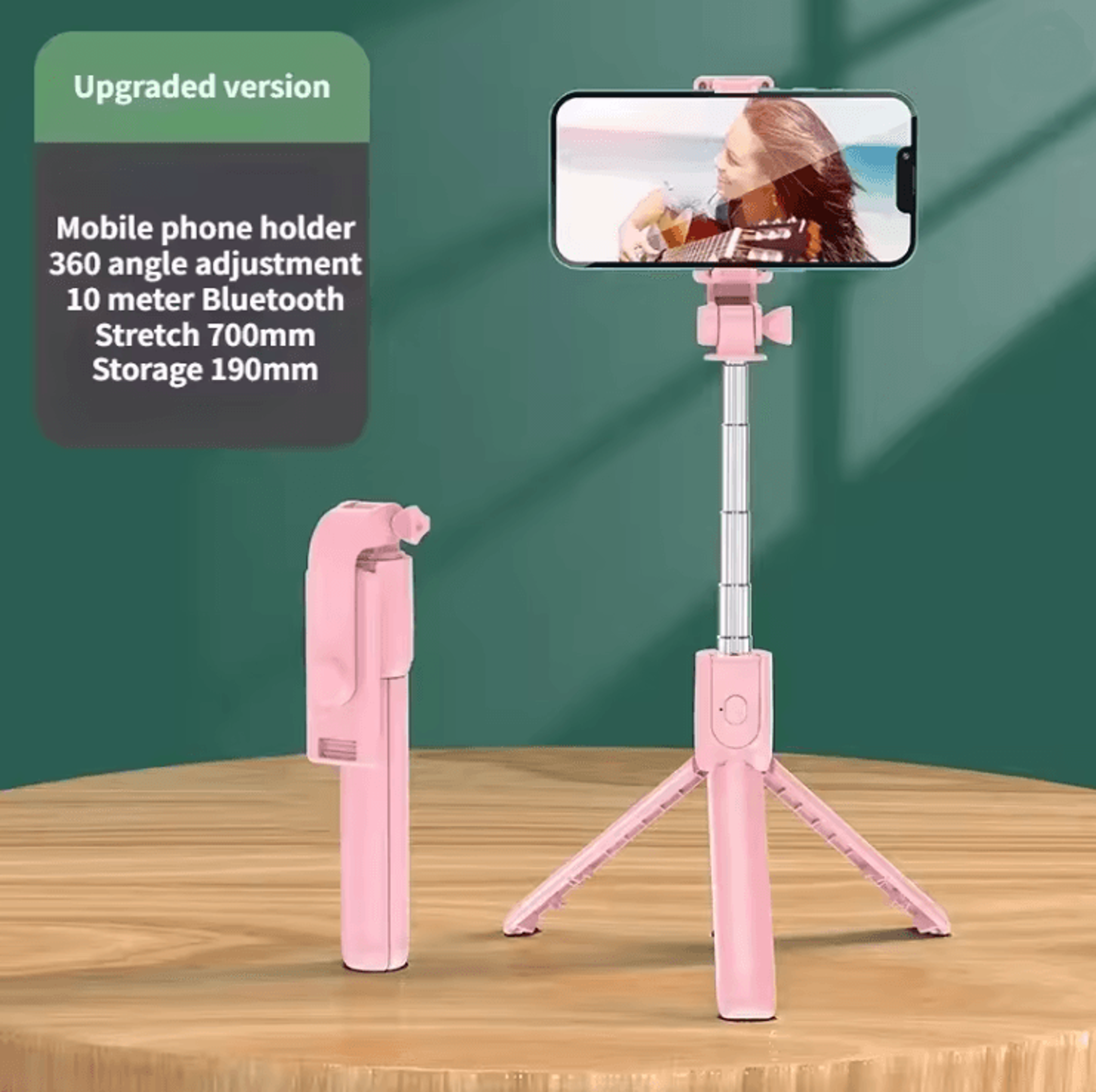 Flexible 360 Degree Selfie Stick Tripod With Wireless Remote And Phone Holder 5