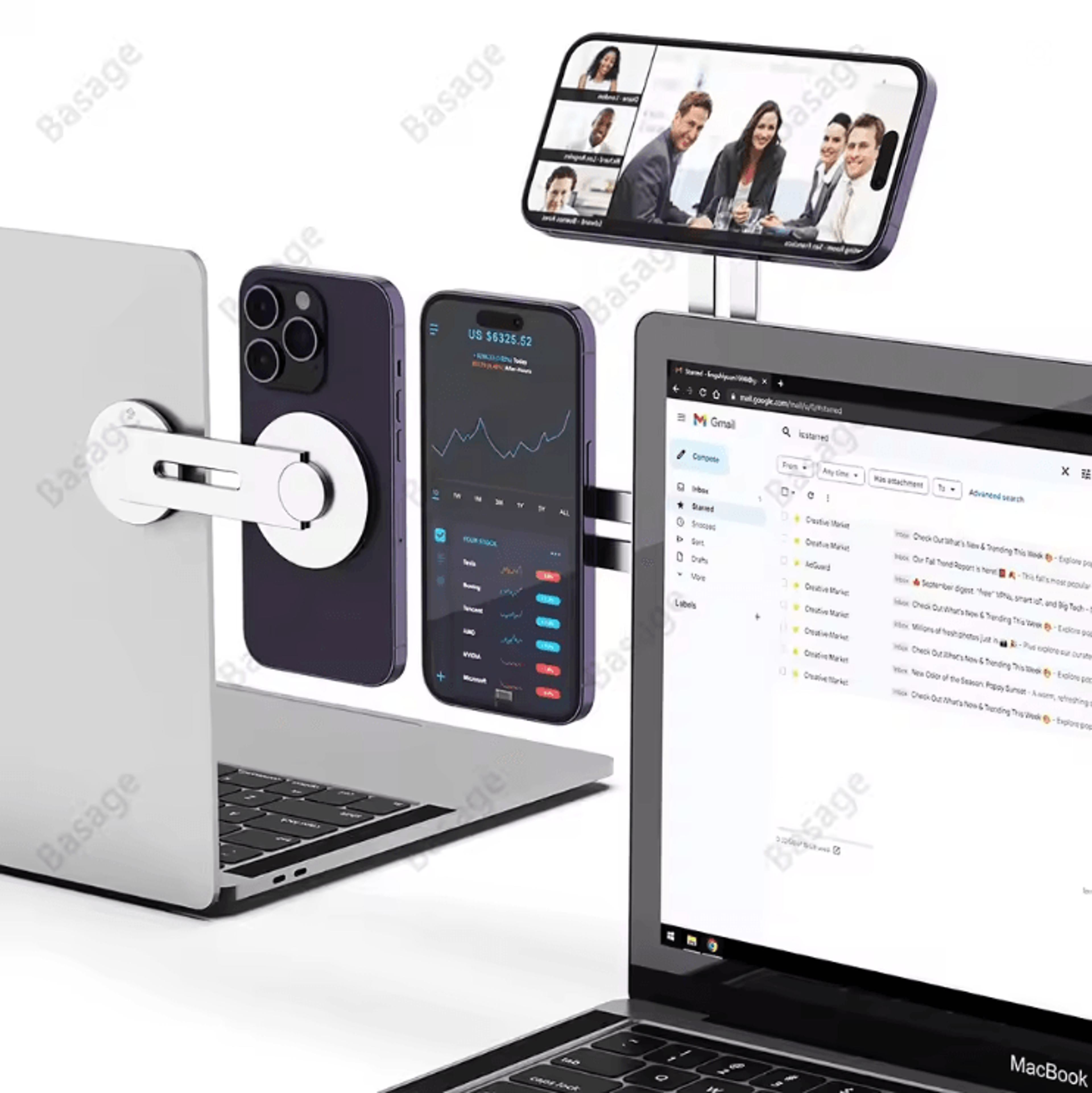 Magnetic Laptop Phone Holder With Adjustable Arm For IPhone And Monitors 1