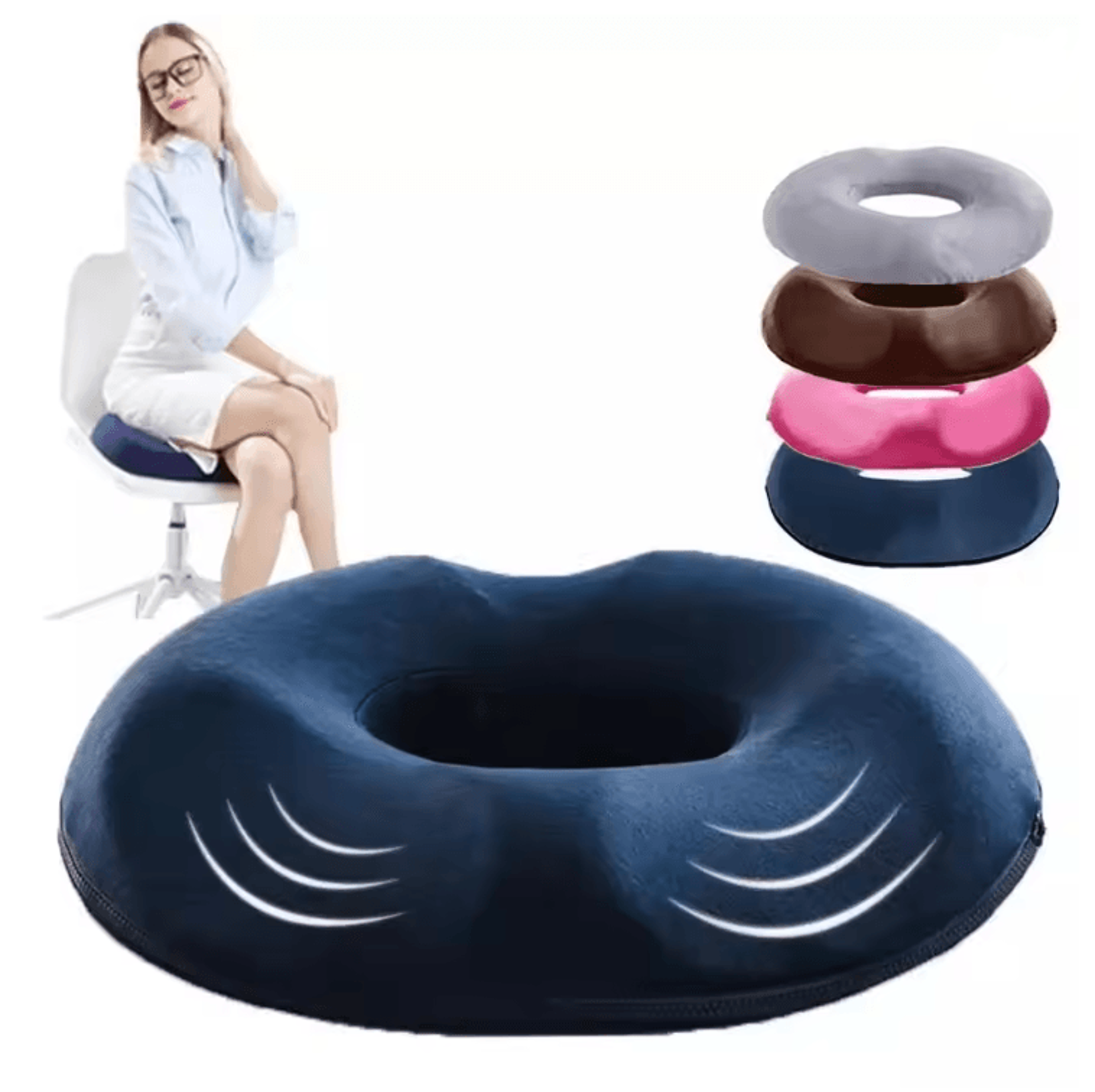 Orthopedic Donut Pillow Seat Cushion With Memory Foam For Tailbone And Hemorrhoid Relief 0