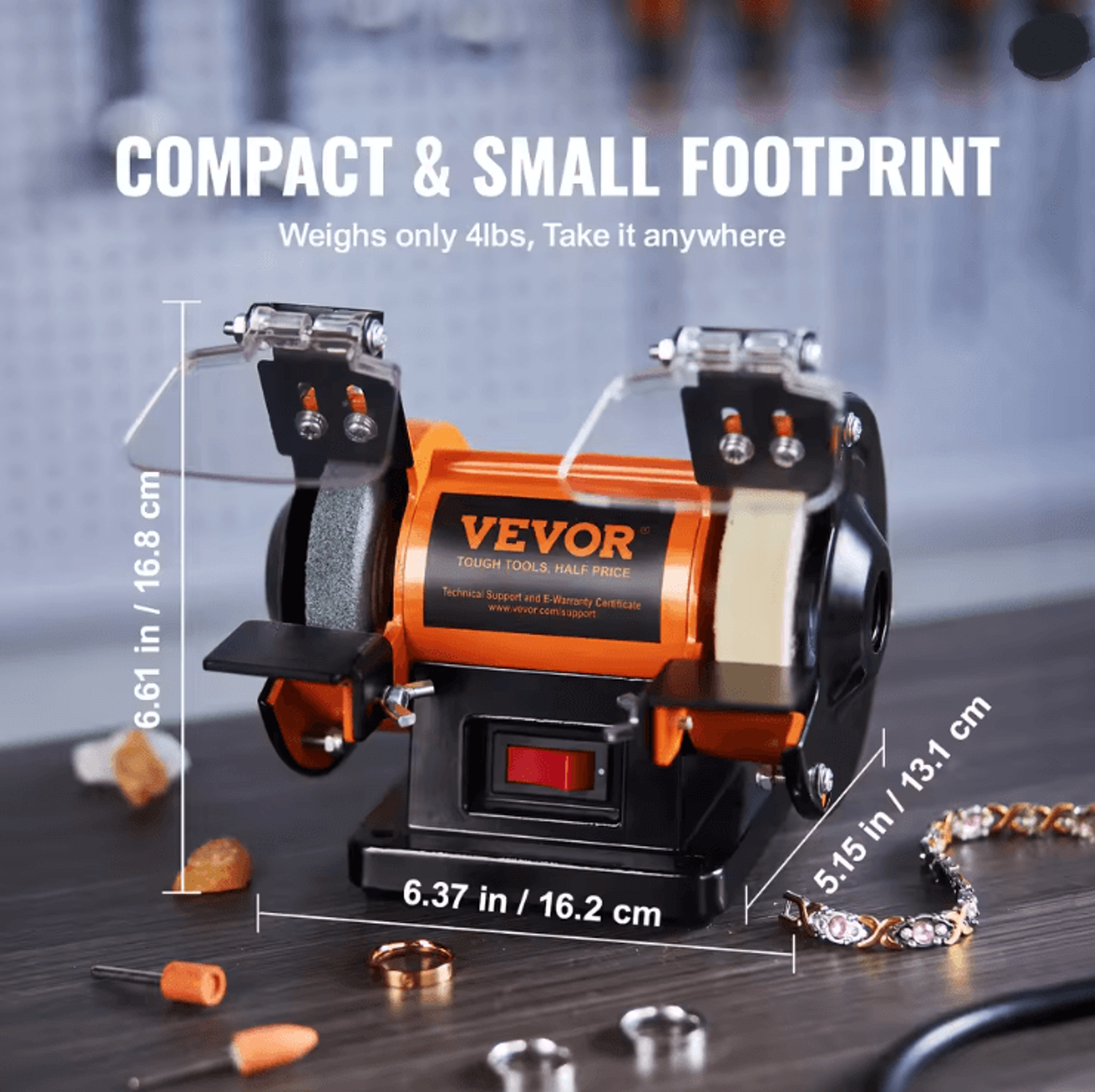 Vevor Jewelry Polisher Buffer Mini Bench Grinder For Gemstones And Metal 2