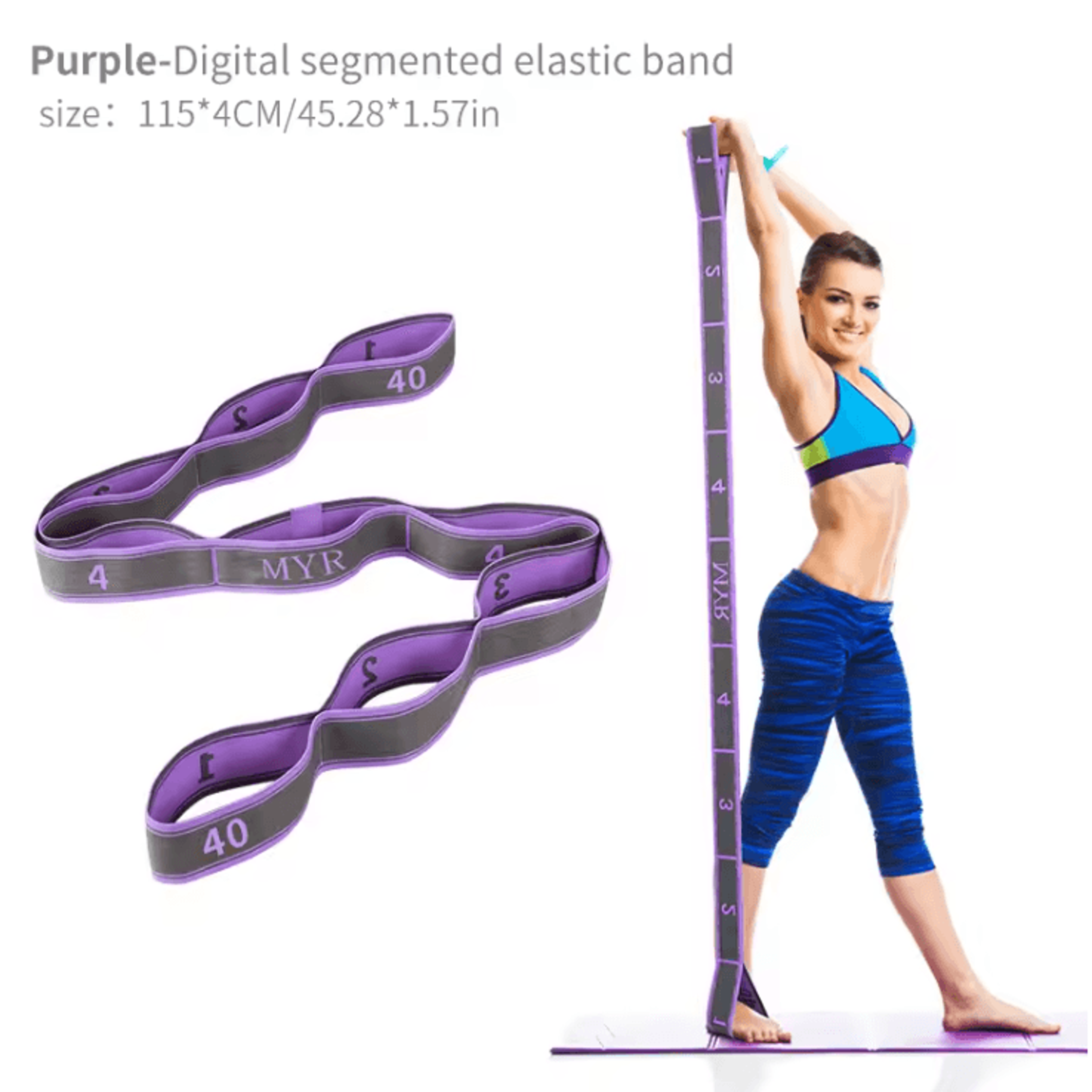 Elastic Yoga Stretching Strap With Loops For Flexibility Training And Full Body Stretching 5