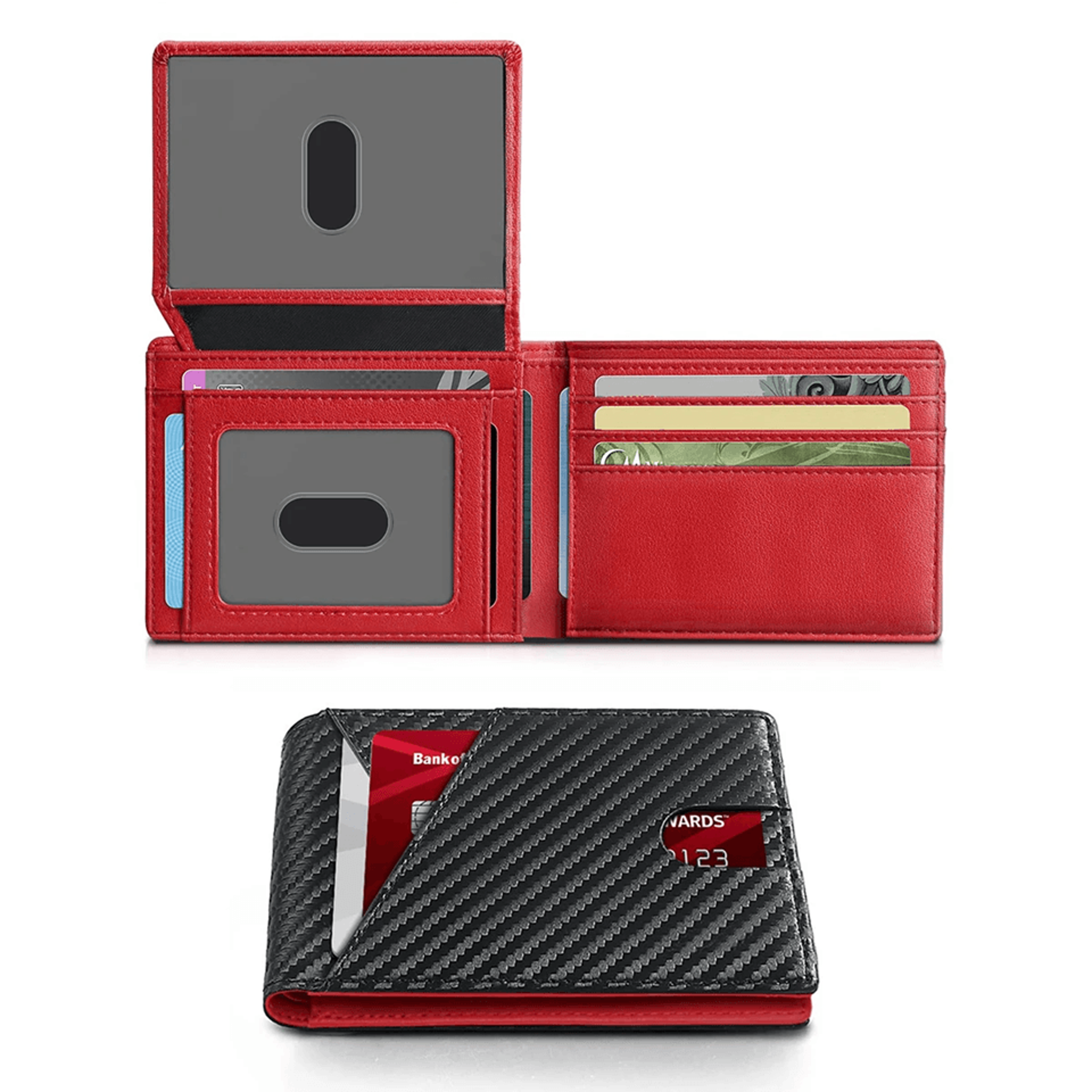 RFID Carbon Fiber Trifold Wallet For Men Ultra Thin Front Pocket Design 9