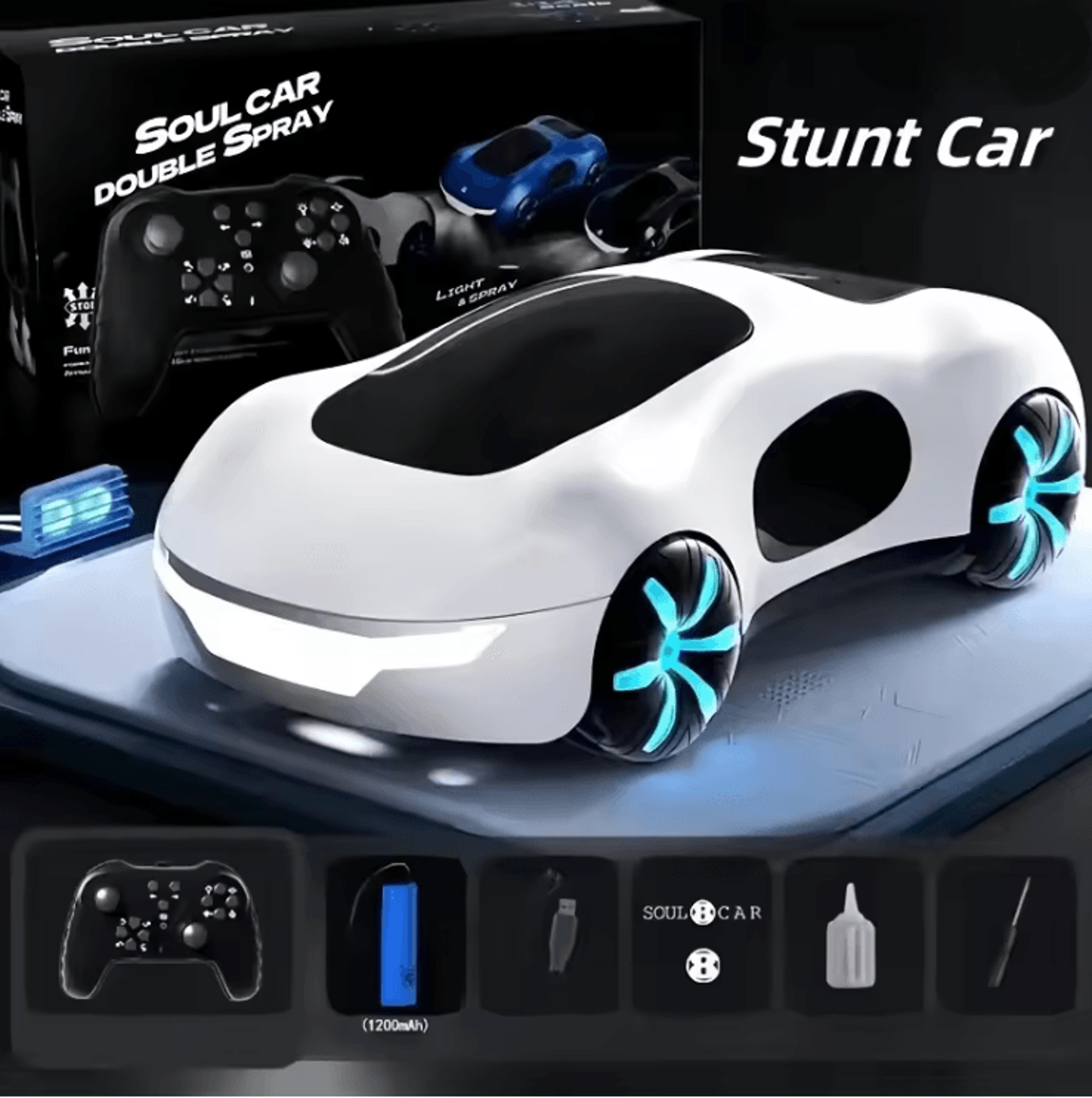 Remote Control Car With Dual Spray Lights And Sound Four Wheel Drive Toy 3