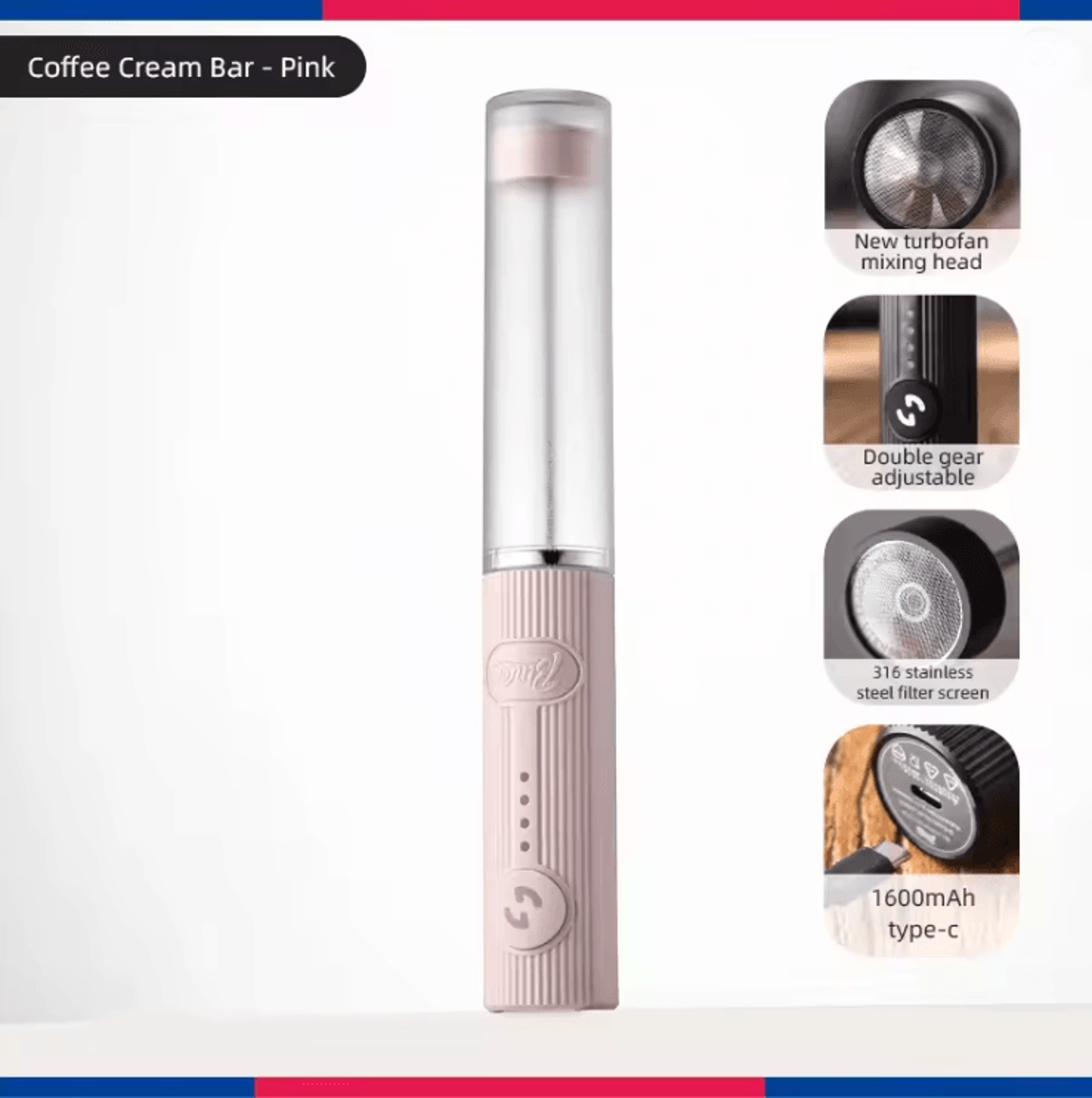Electric Milk Frother Handheld Coffee Whisk Mixer And Egg Beater 3