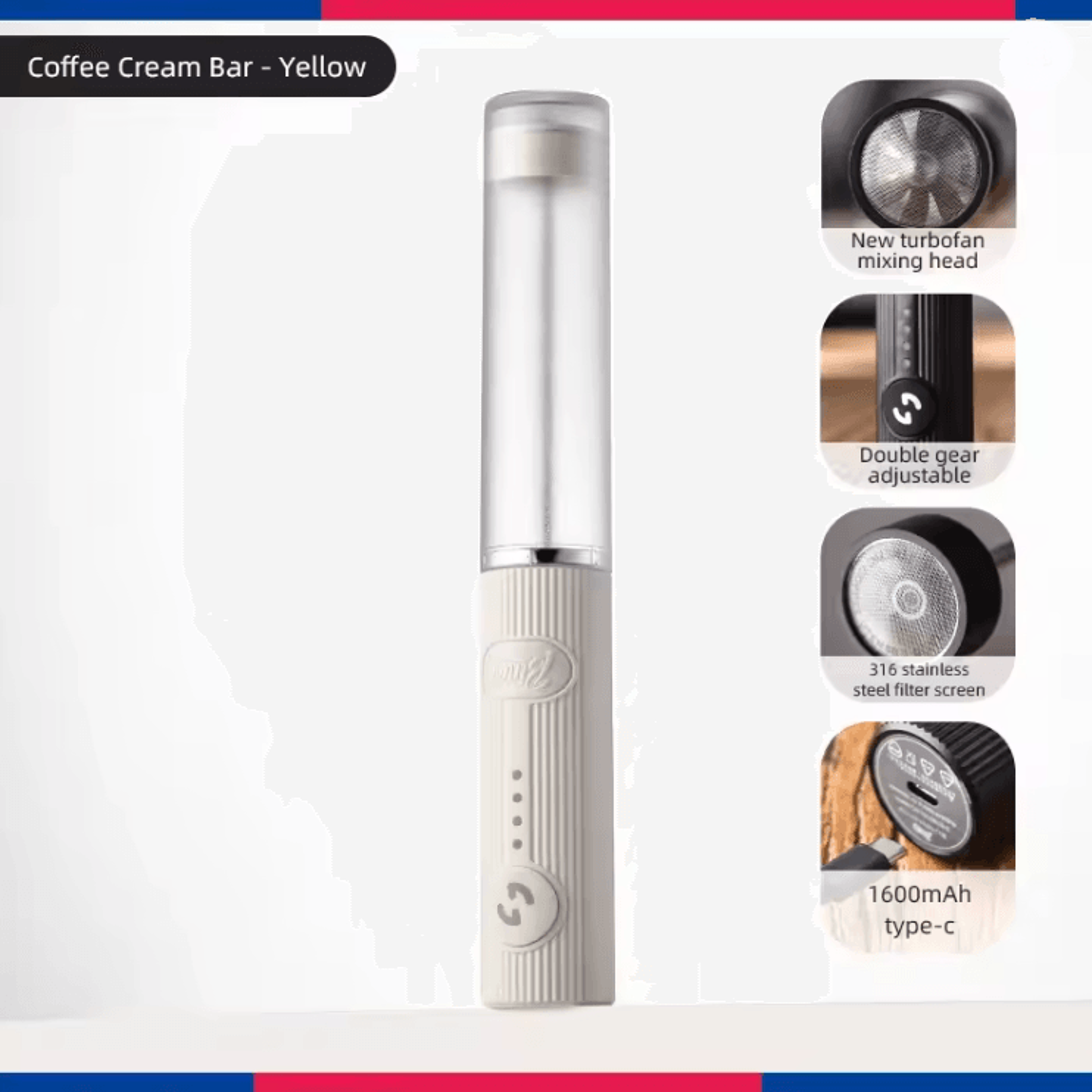 Electric Milk Frother Handheld Coffee Whisk Mixer And Egg Beater 6