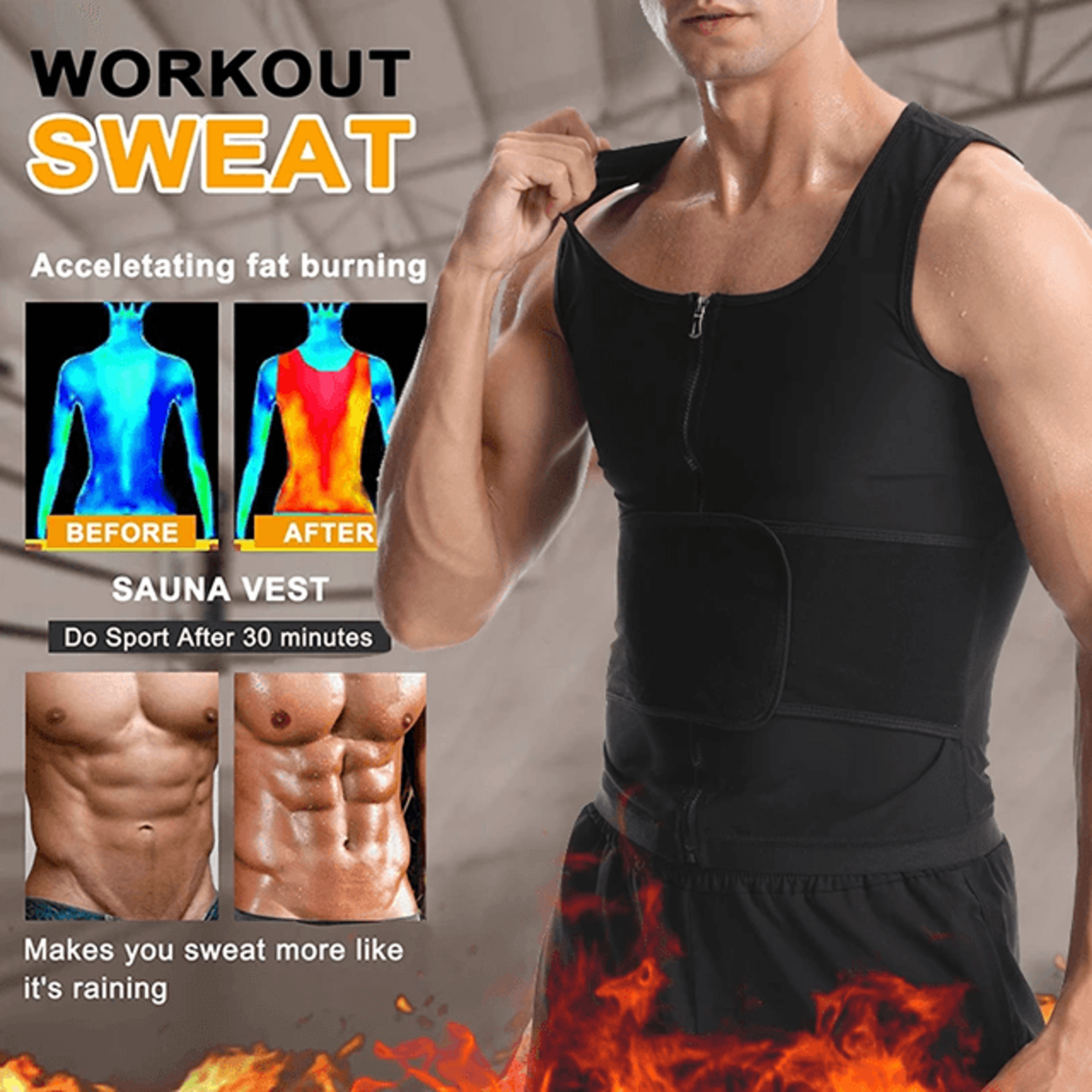 Mens Sauna Sweat Vest Body Shaper With Zipper 0