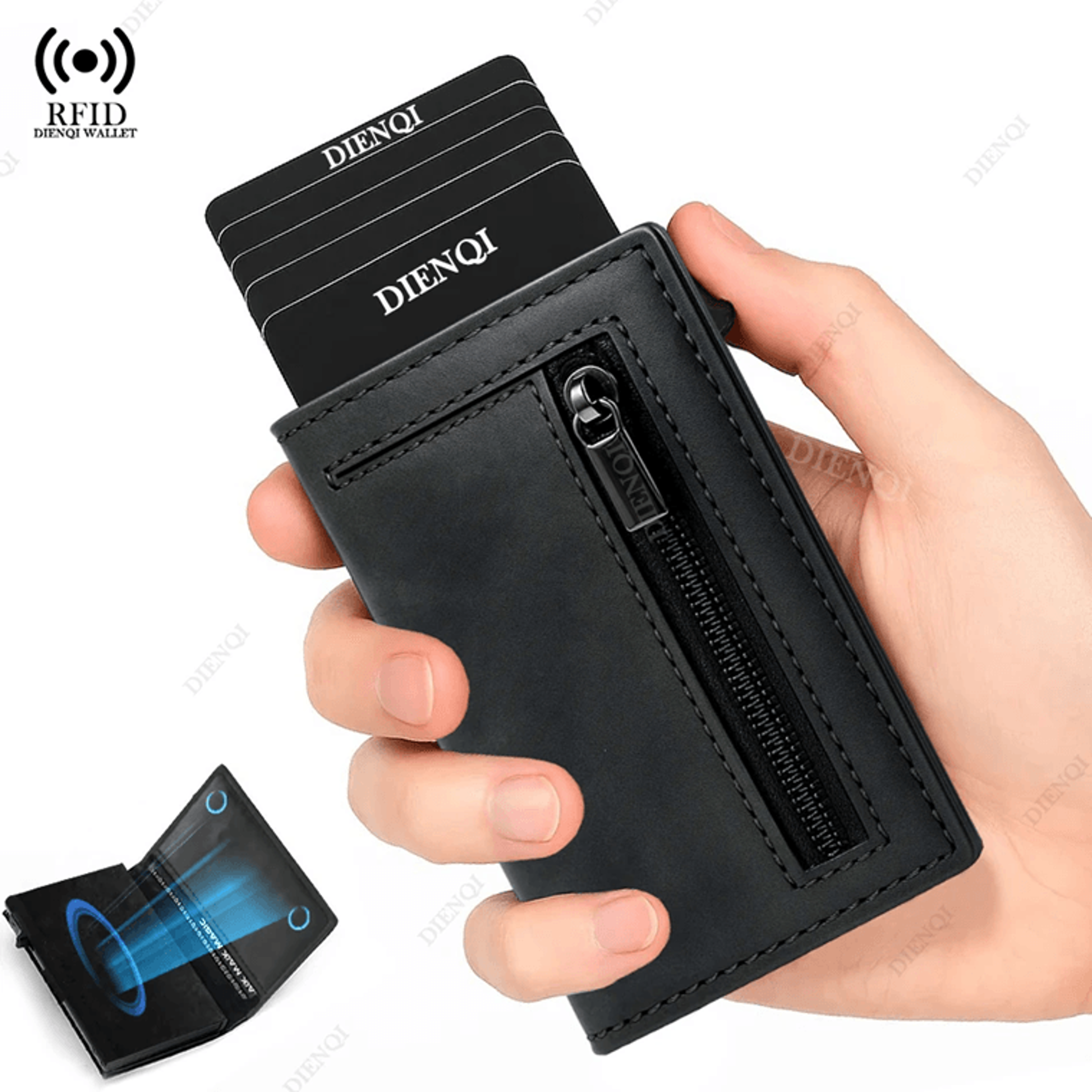 RFID Blocking Slim Wallet For Men With Leather And Aluminum Card Holder 0
