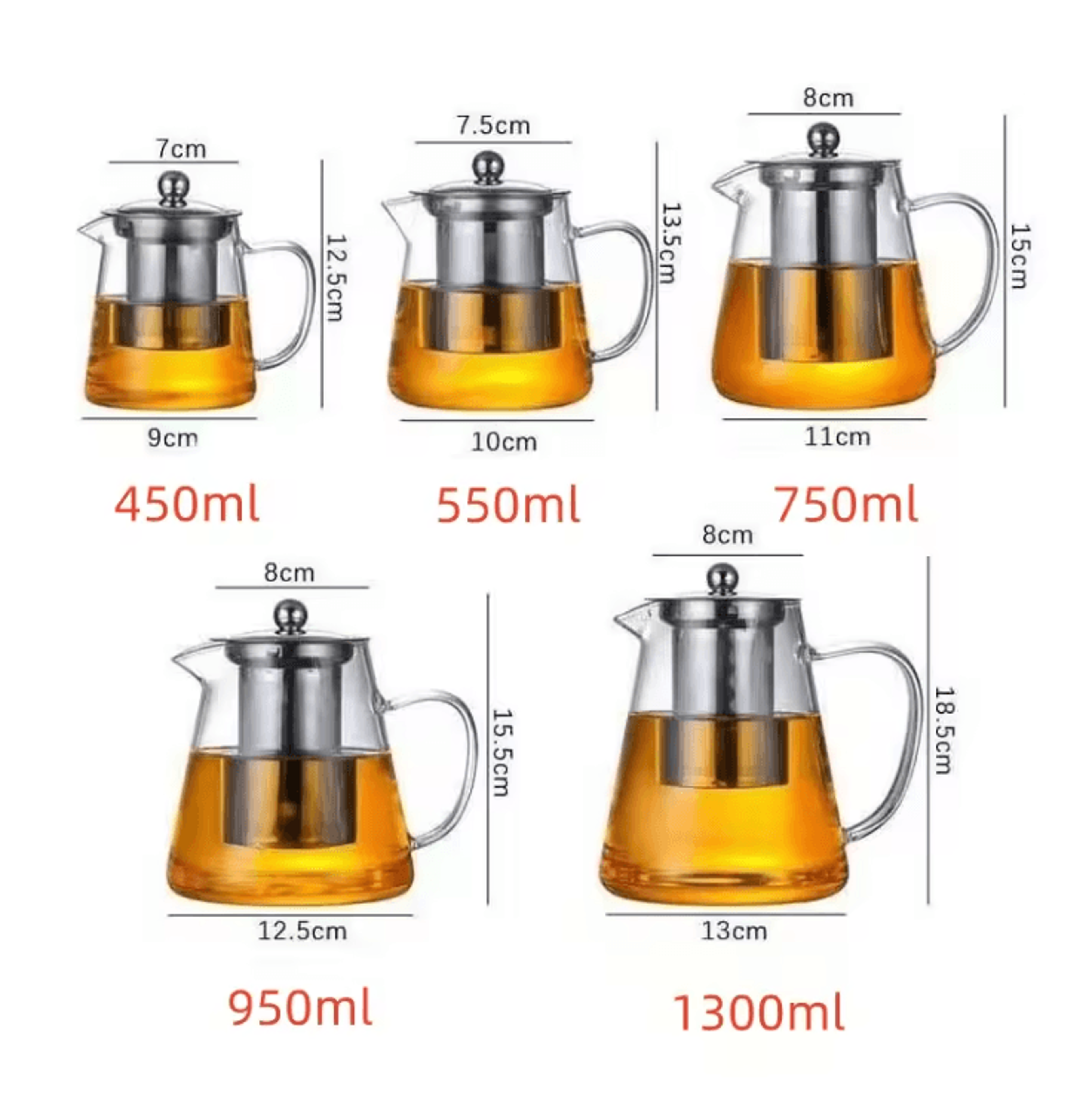 Glass Teapot With Stainless Steel Infuser Heat Resistant Borosilicate Kettle 3