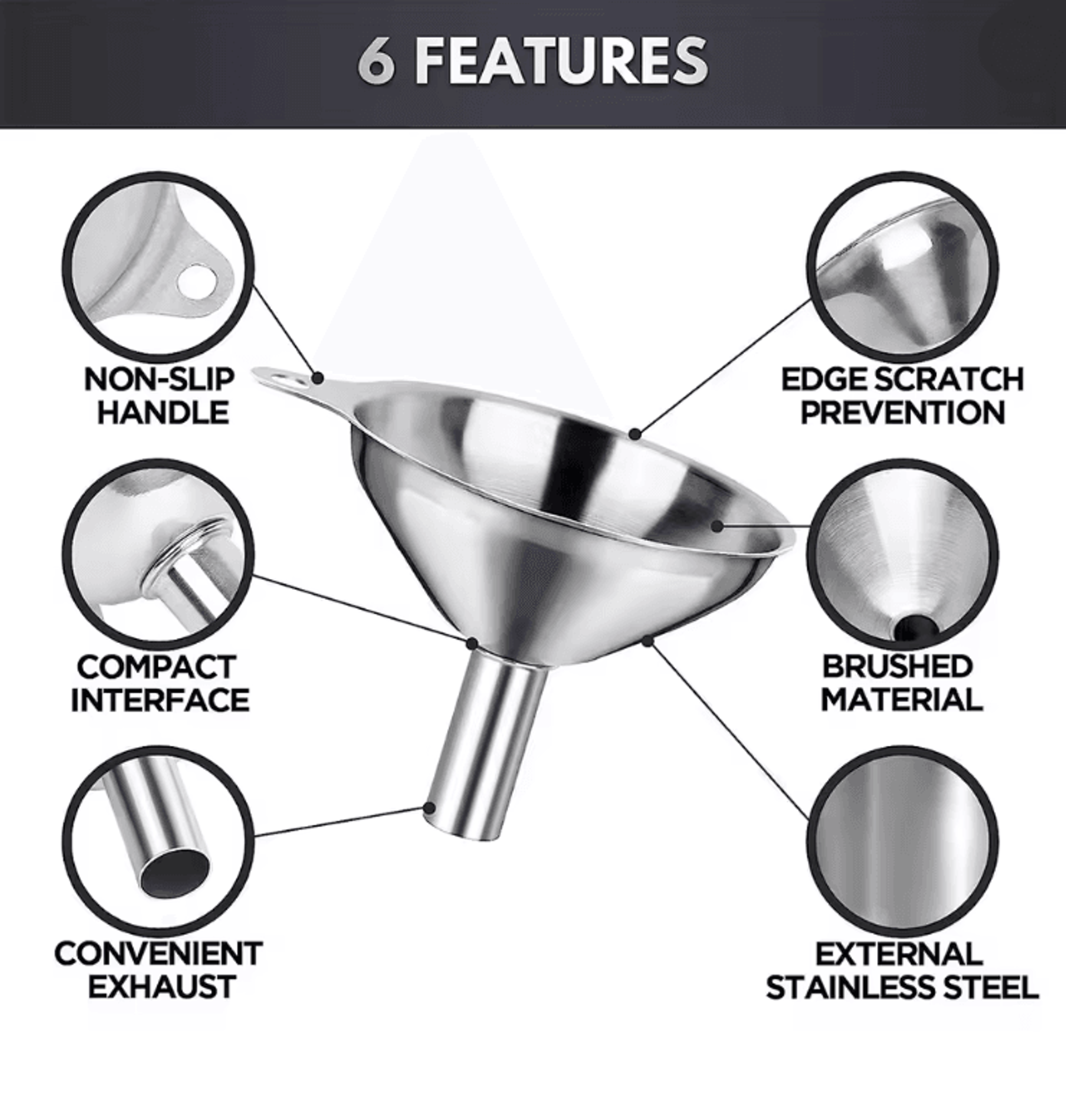 Stainless Steel Kitchen Funnel Set For Bottles Oils And Spices 2