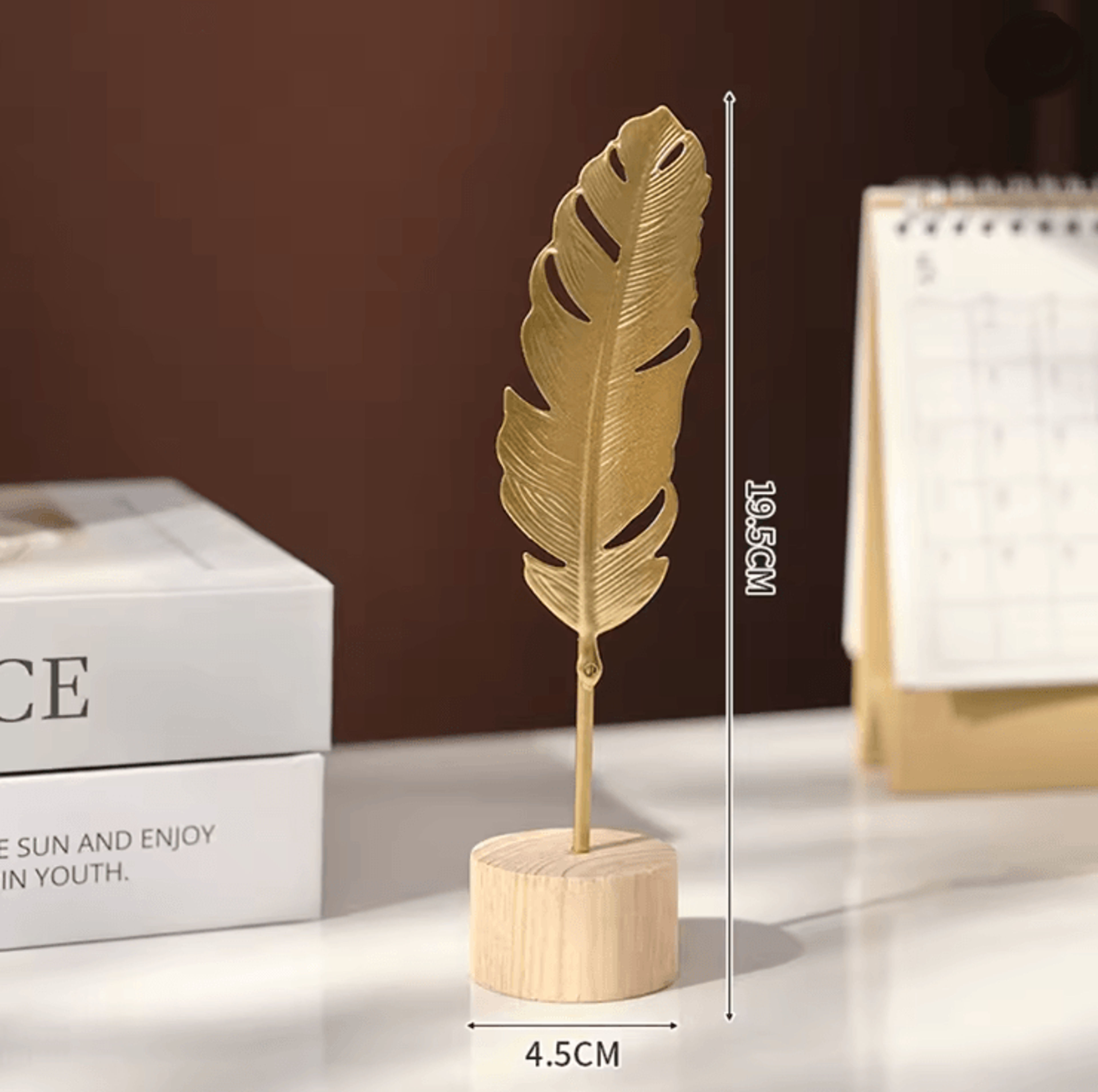 Aurelia Nordic Gold Ginkgo Leaf Sculpture For Luxury Home And Office Decor 4