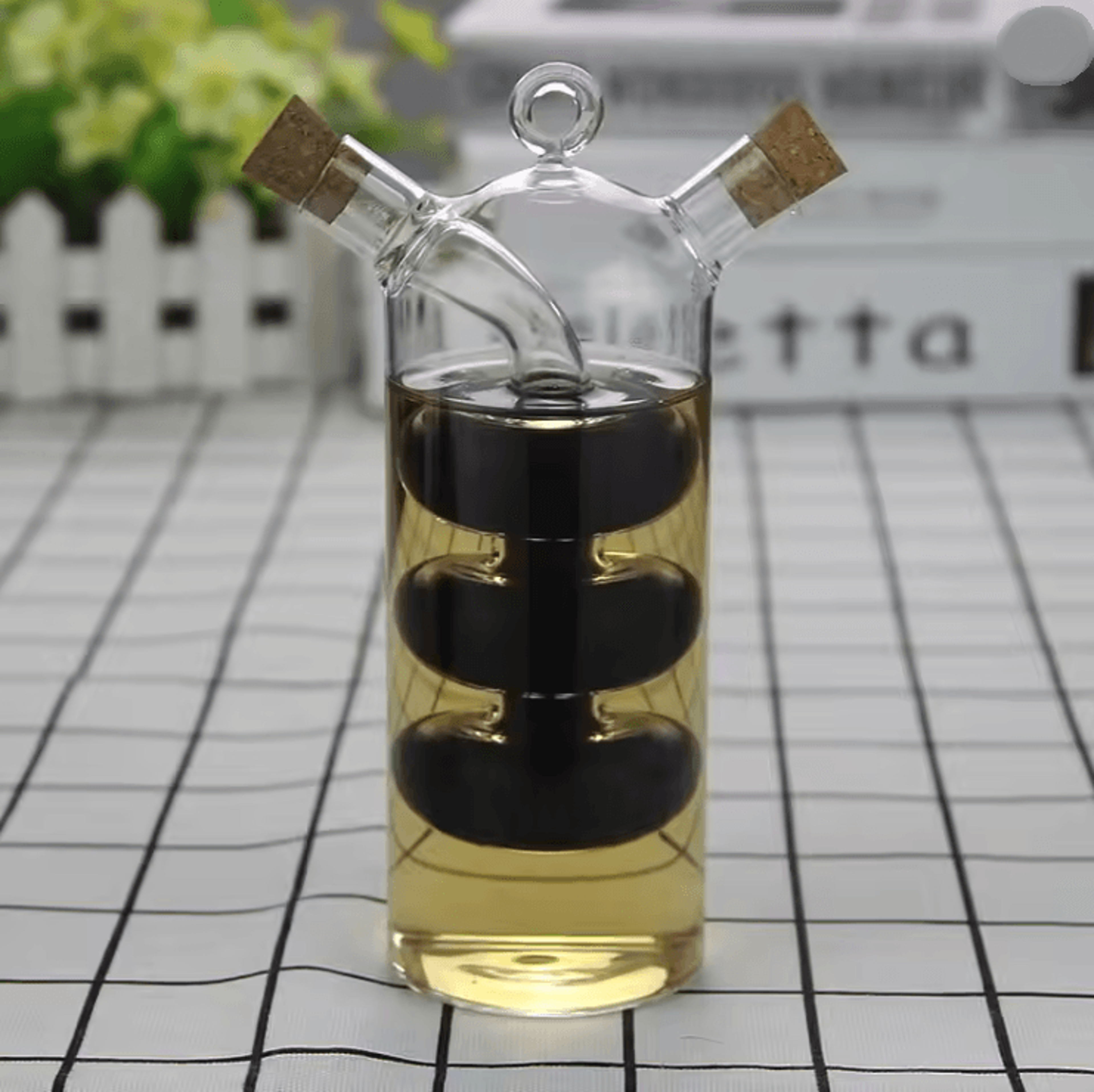DualPour 2 In 1 Glass Oil And Vinegar Bottle Double Layer Condiment Dispenser For Kitchen Storage 0