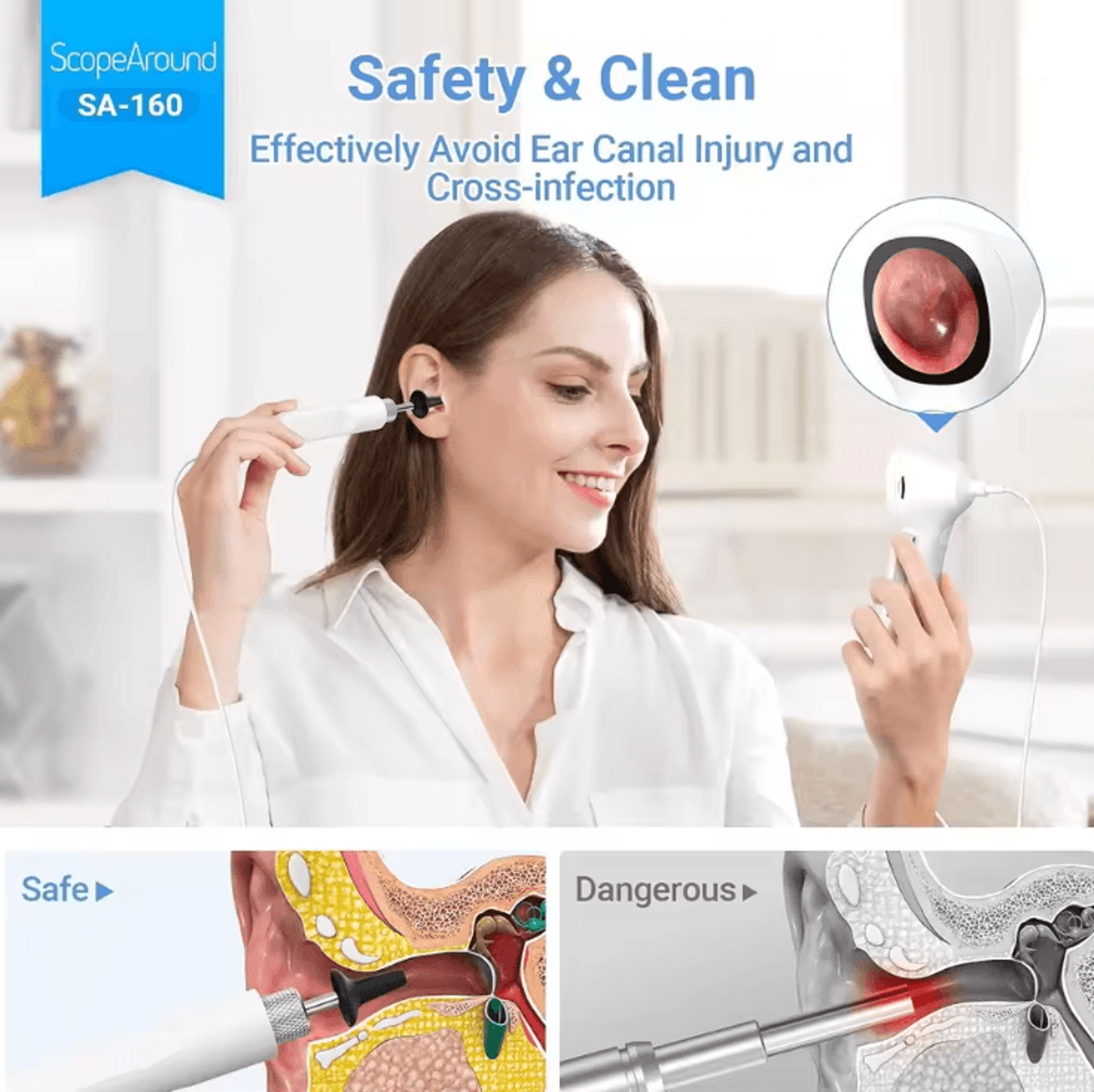 ScopeAround SA160 Digital Otoscope 720p IPS Ear Camera 2