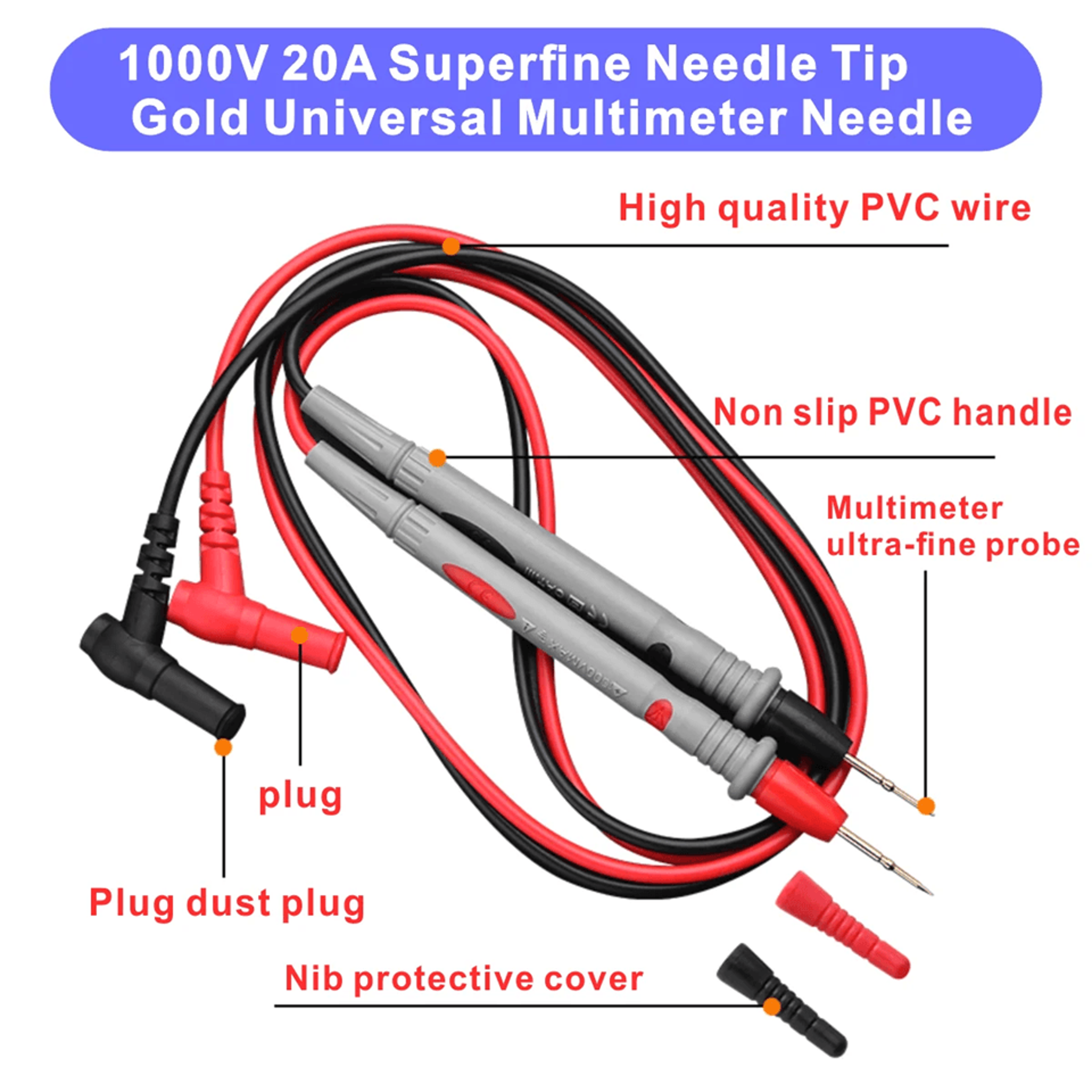 ProVolt 1000V GoldTip Multimeter Test Leads 1