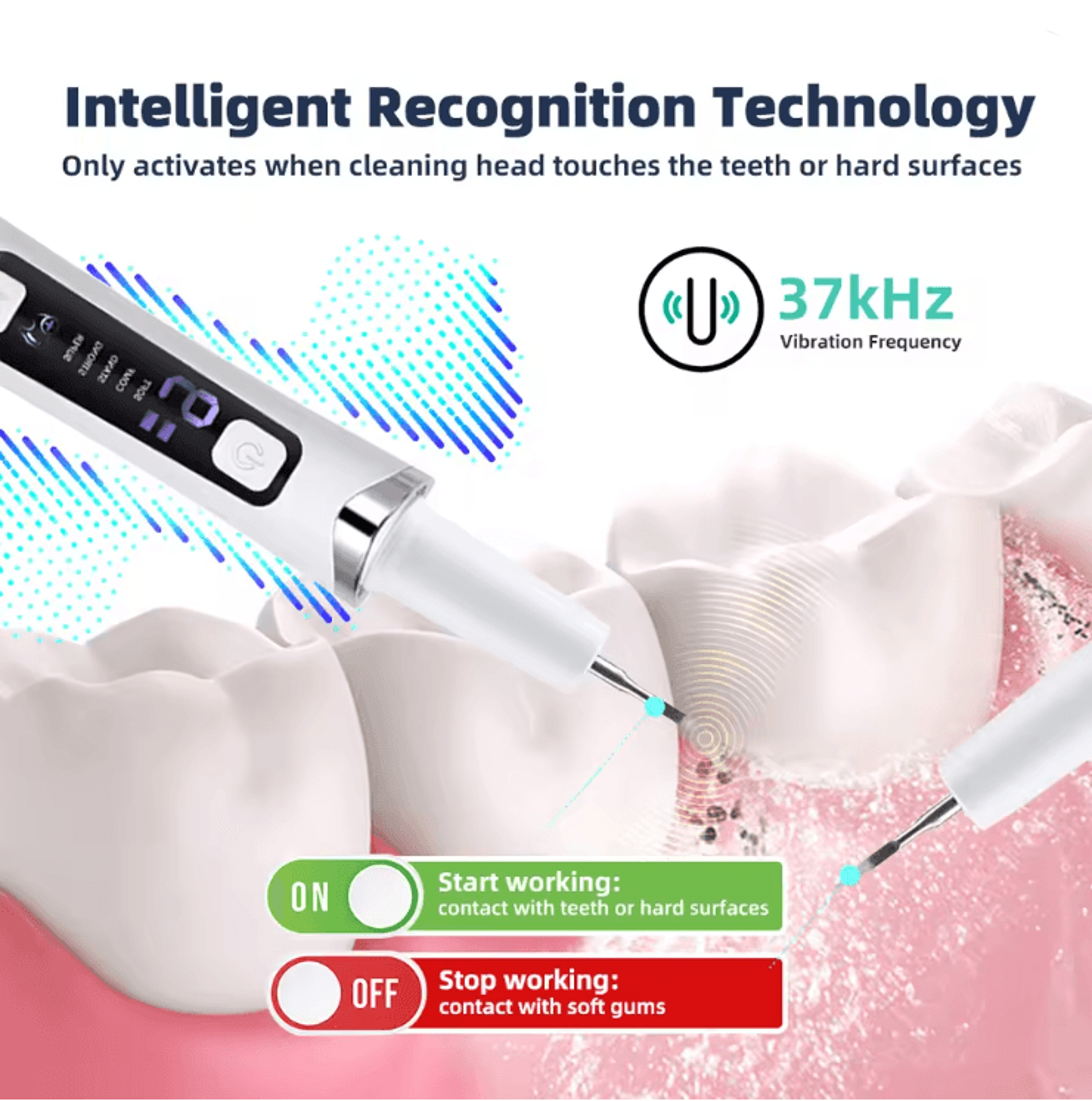 SmilePro Ultrasonic Tooth Cleaner With 5 LED Lights And 9Level Plaque Removal System 1