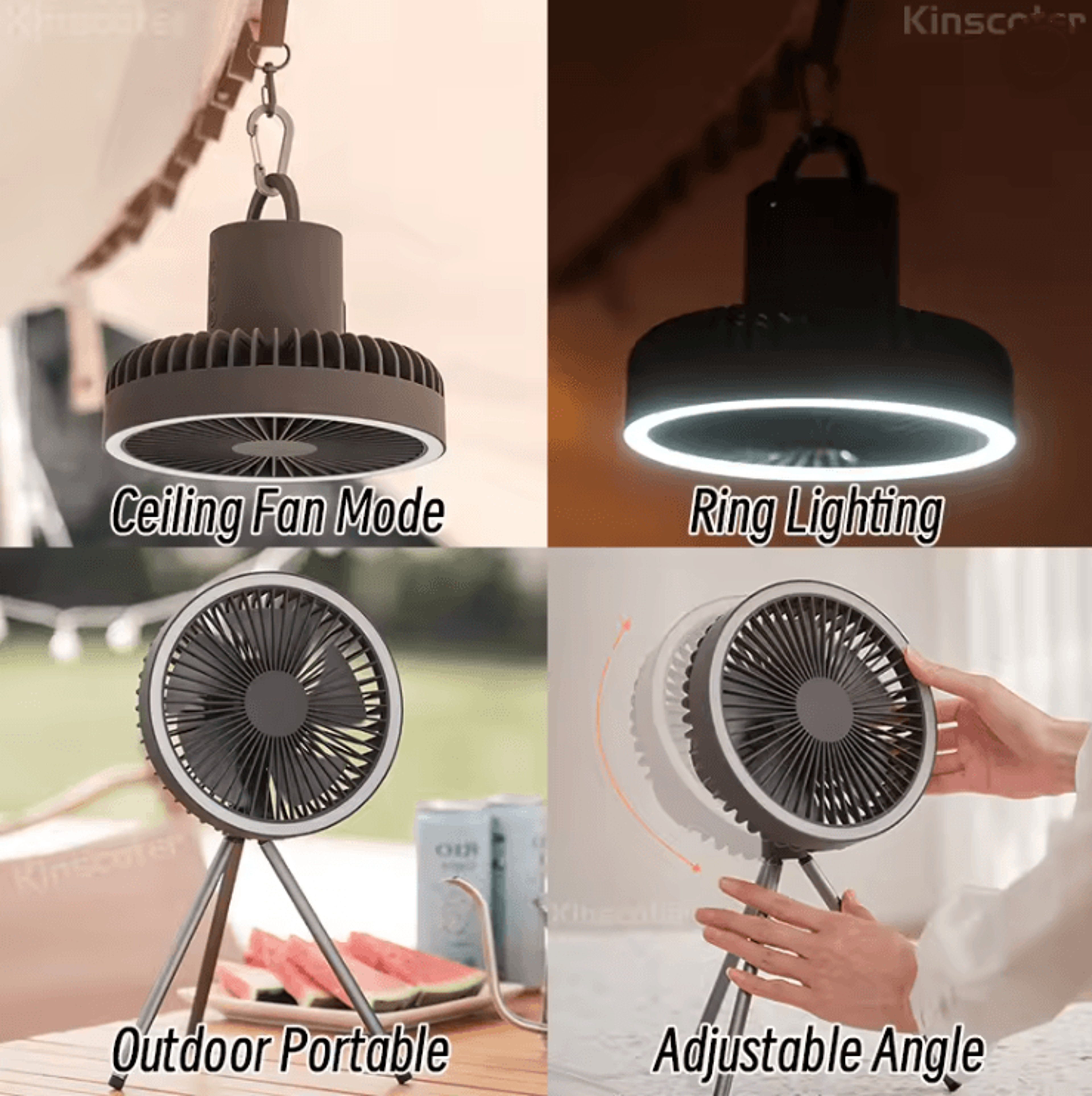 BreezeMate 10000mAh Rechargeable Camping Fan With LED Light And Power Bank Function 1