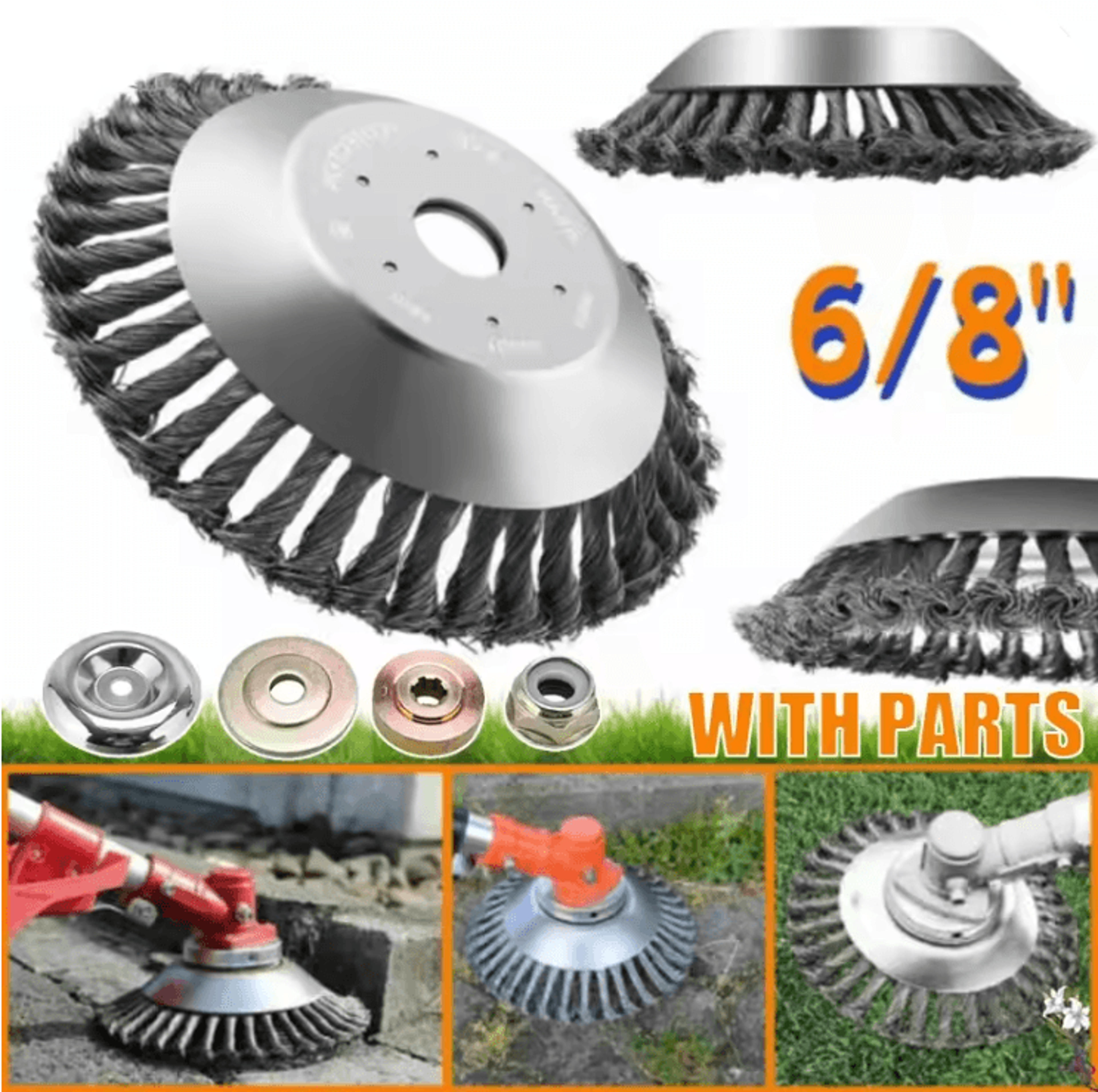 SteelPro Universal Weed Brush Head For Lawn Mowers And Grass Trimmers 0
