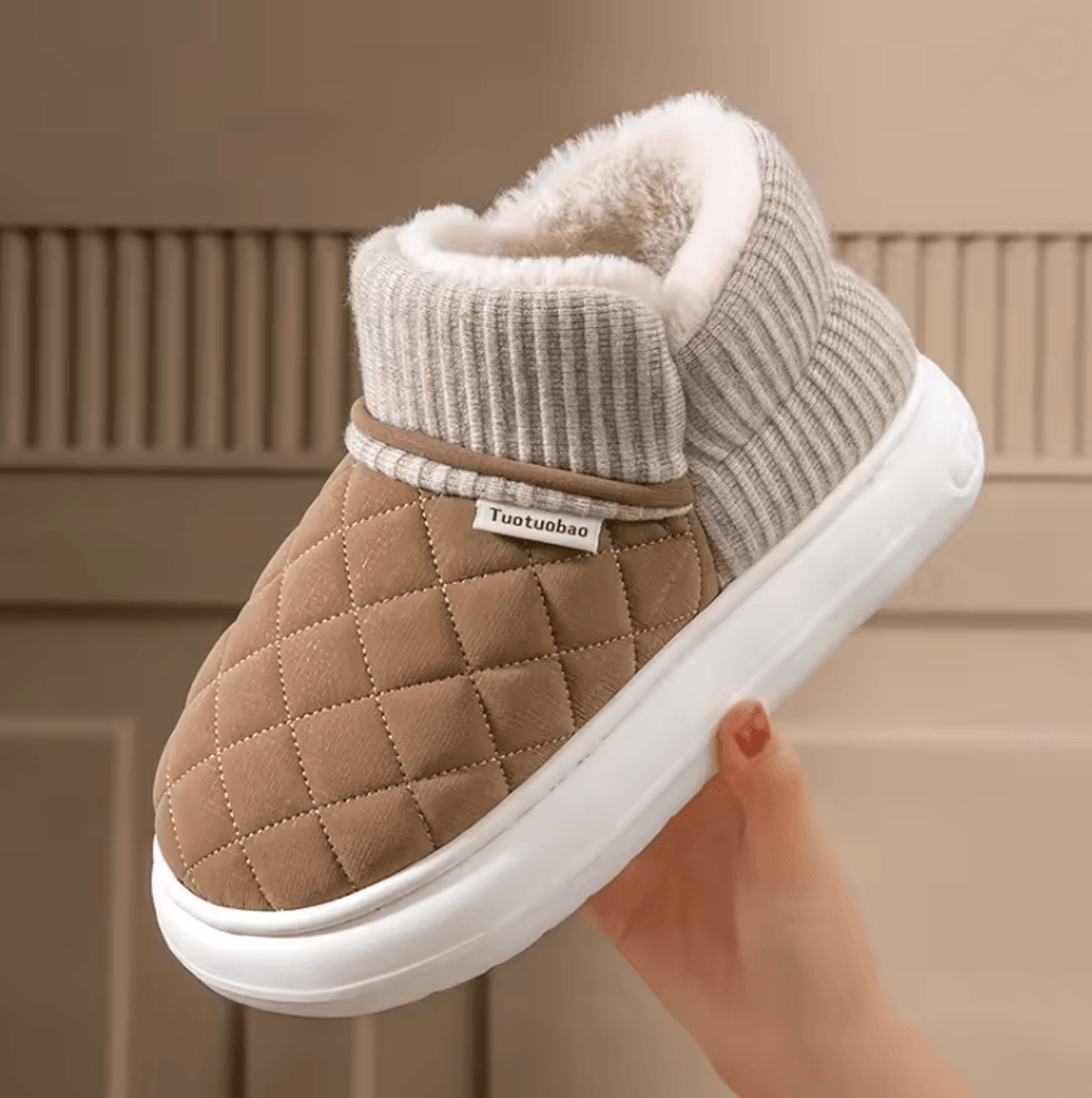 ThermaStep Thick Soled Anti Slip Winter Cotton Slippers With Fleece Lining 0