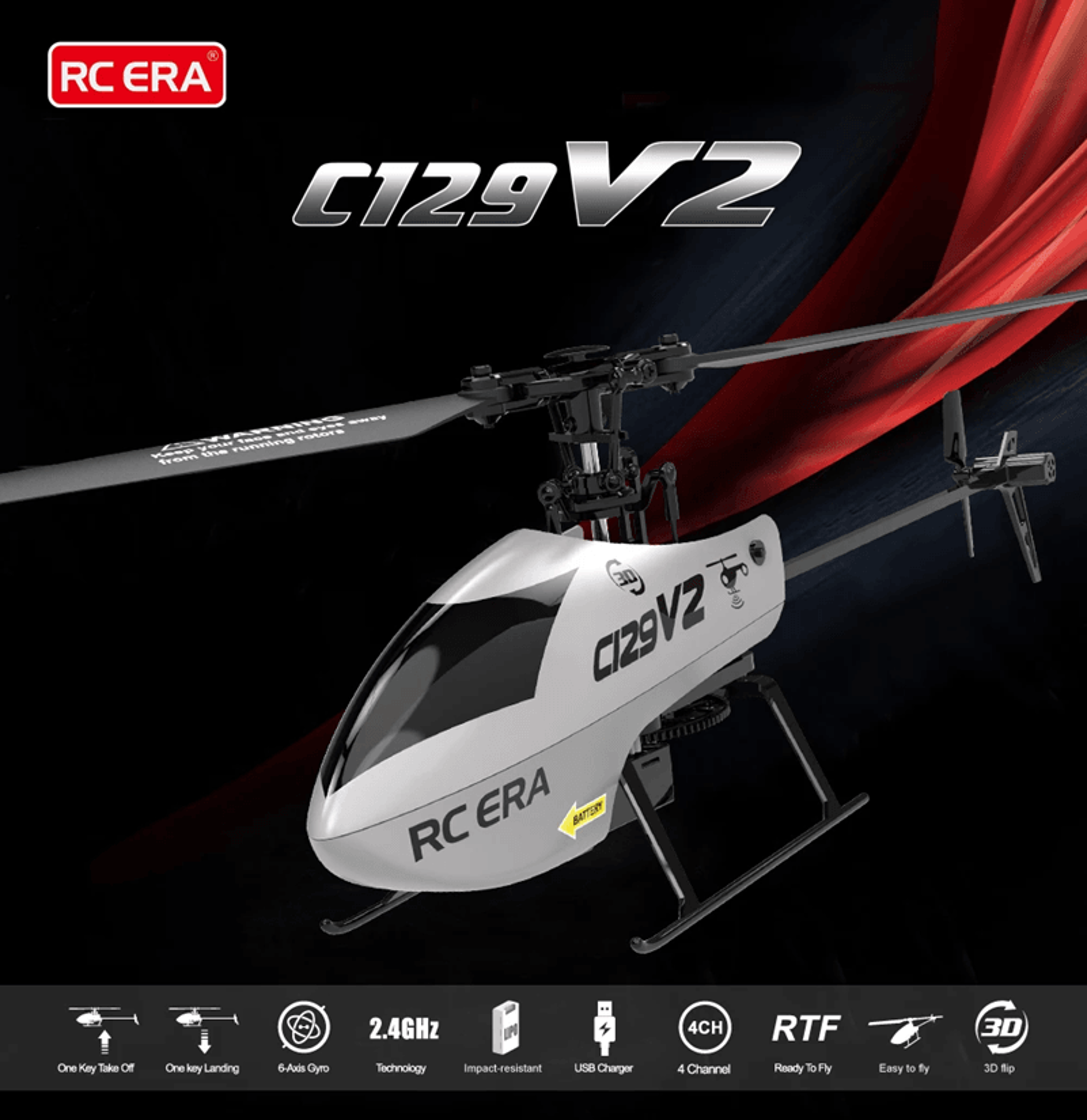 SkySurge C129V2 RC Helicopter With 6 Axis Gyroscope And 3D Flip Control 0