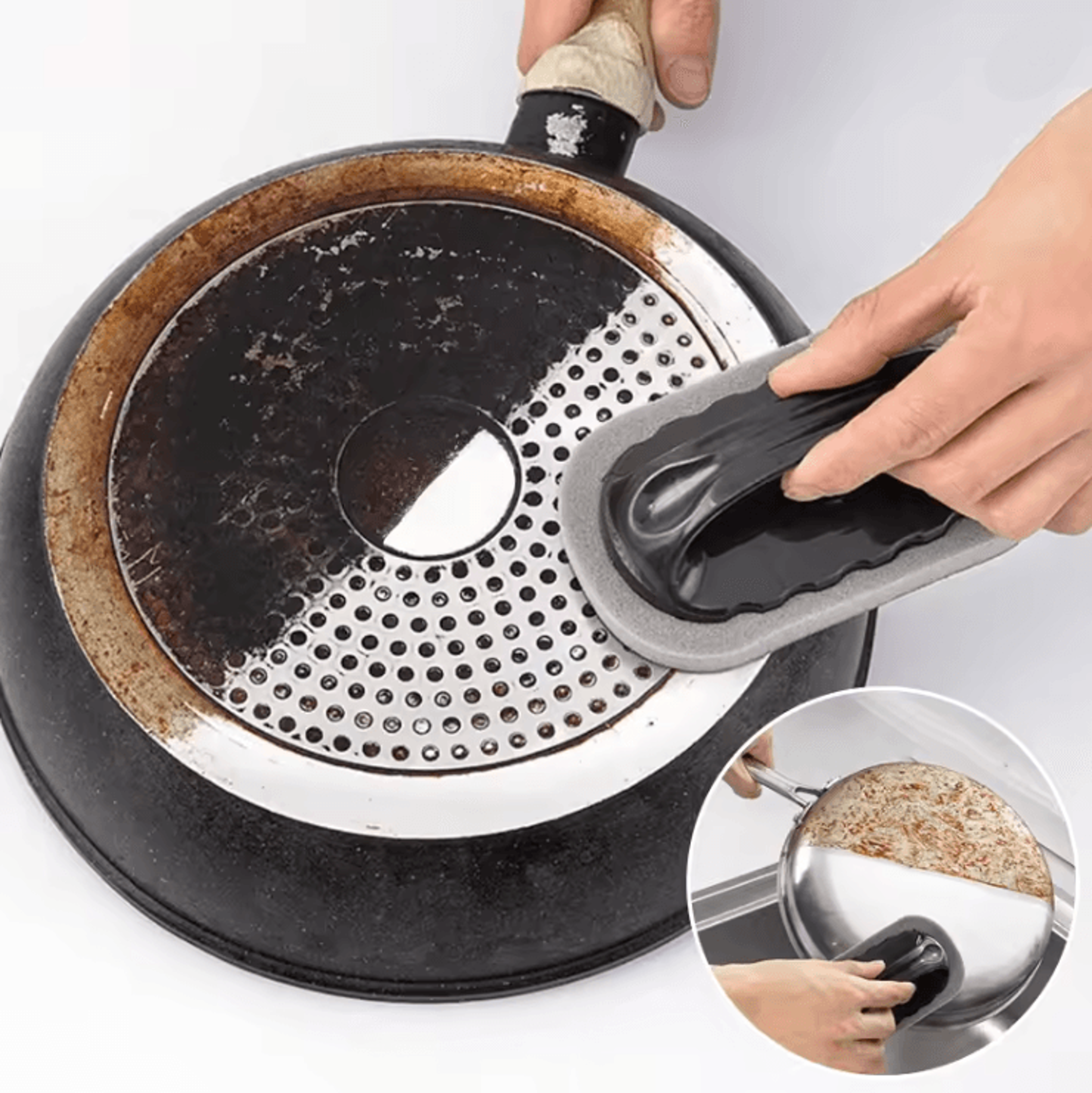 SparkClean Magic Emery Sponge Brush With Handle For Deep Rust And Stain Removal 0