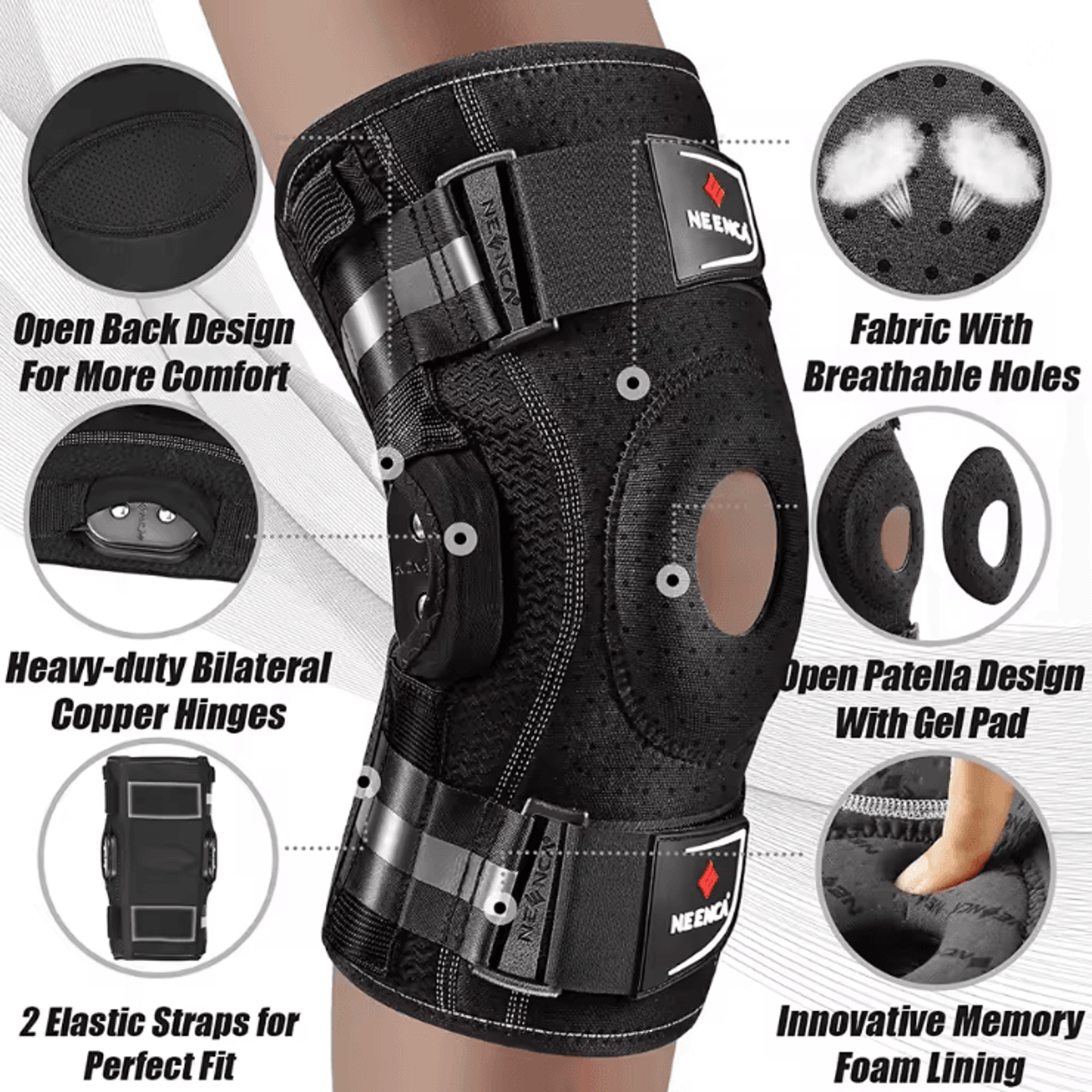 Neenca Hinged Knee Brace With Copper Stabilizers And Patella Gel Support 1