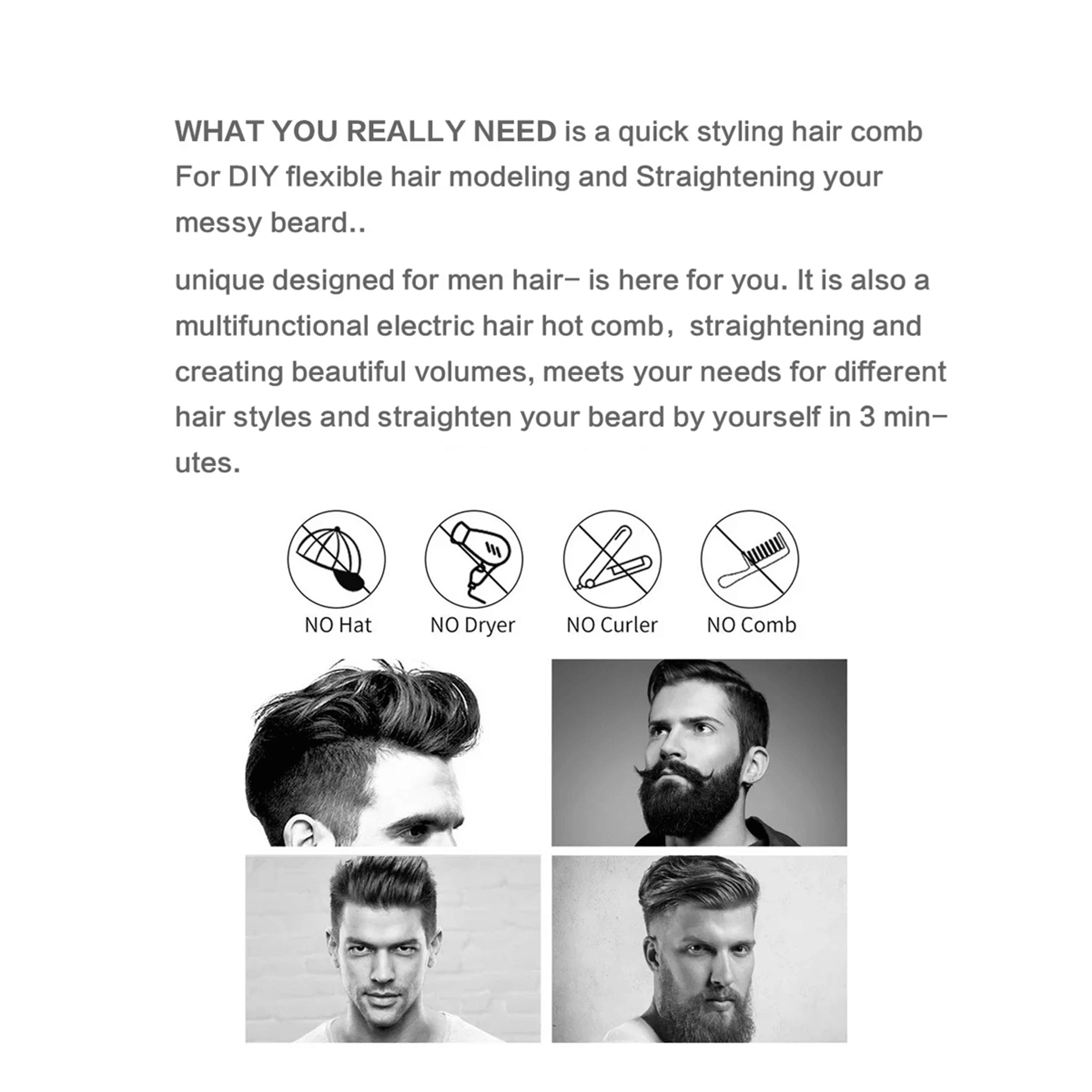 BeardMaster Pro Ionic Hair And Beard Straightening Brush For Men 4