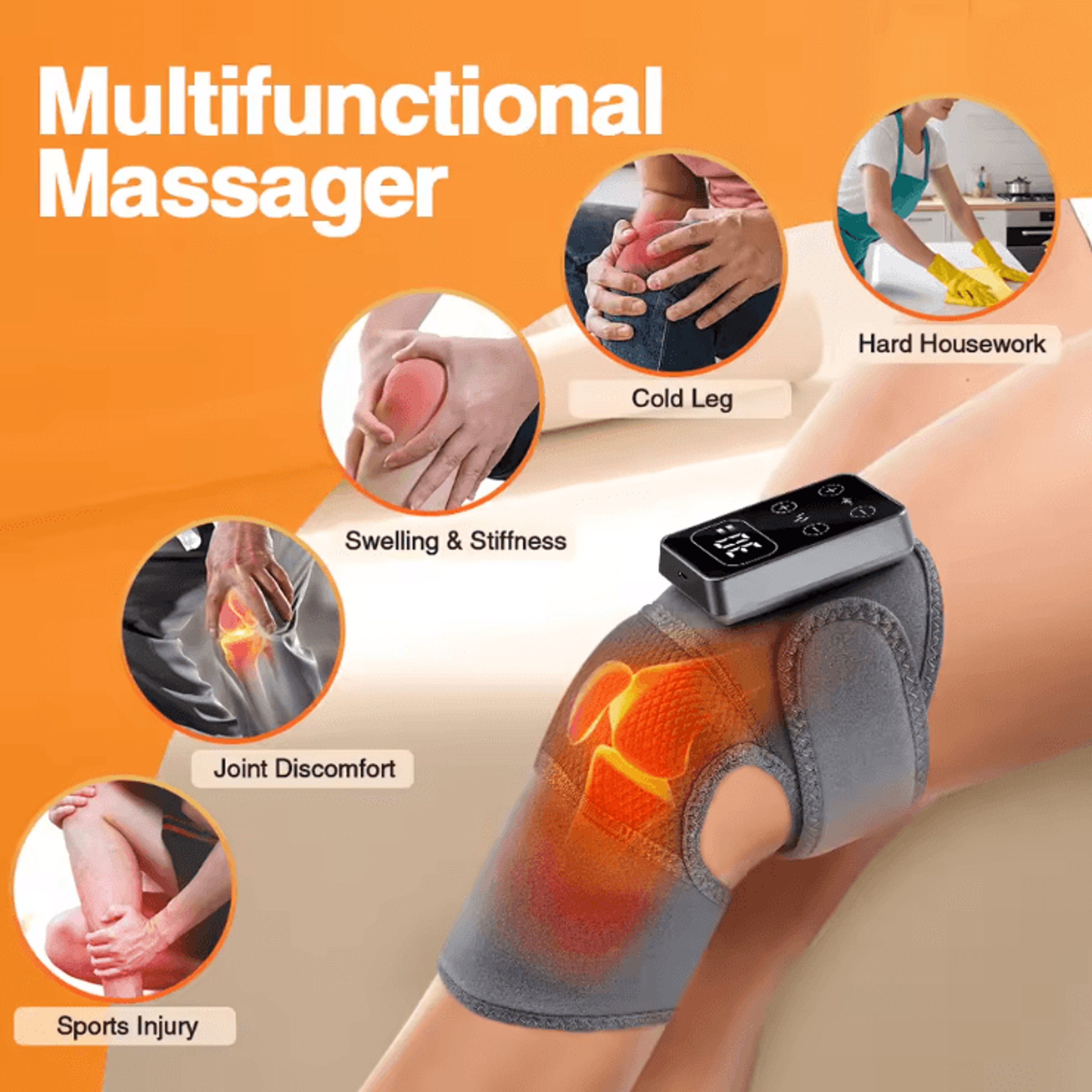 ThermaPulse Electric Heated Knee Massager With Vibration And Adjustable Compression 1
