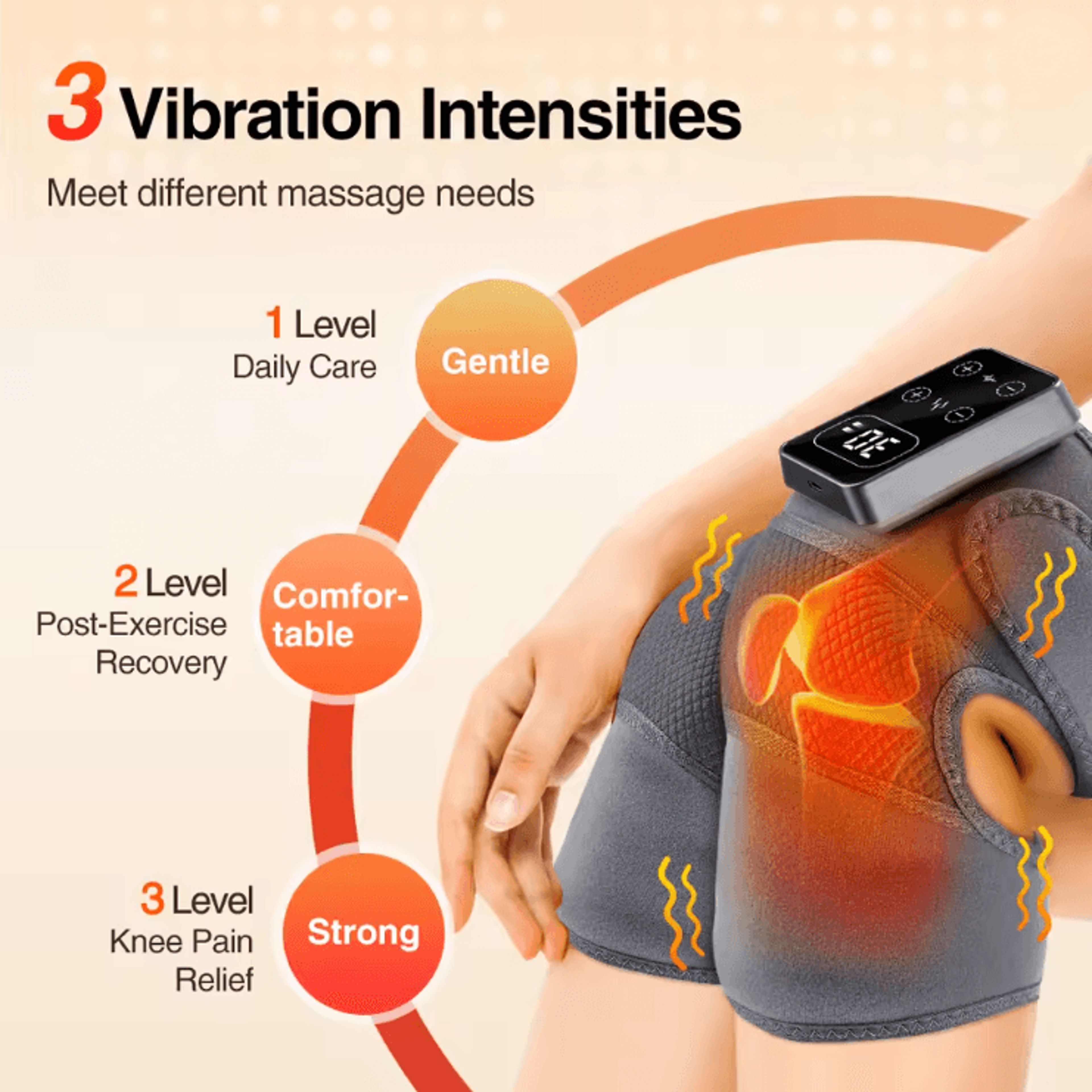 ThermaPulse Electric Heated Knee Massager With Vibration And Adjustable Compression 2