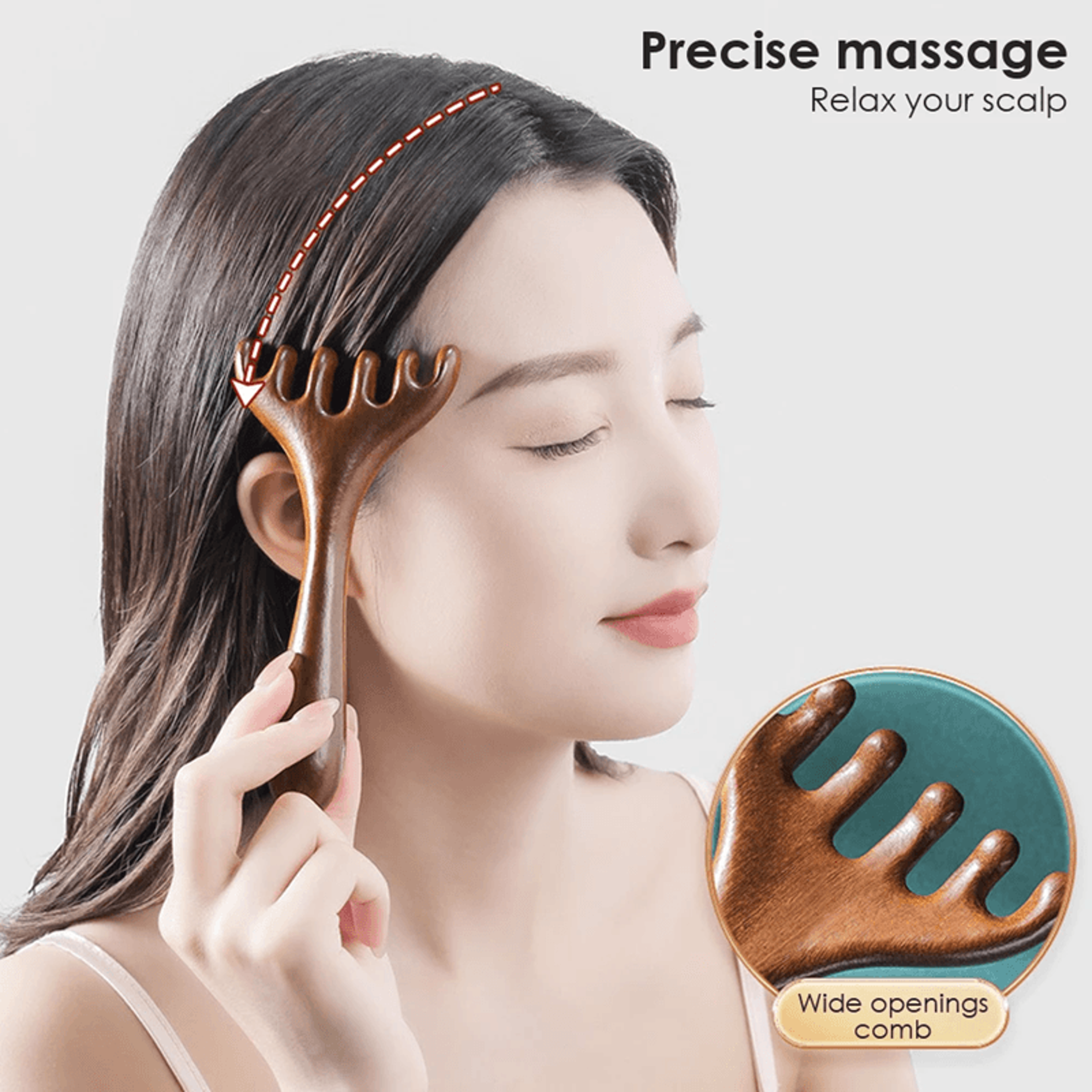 NaturalWood Meridian Massage Comb And Head Massager For Relaxation And Circulation 4