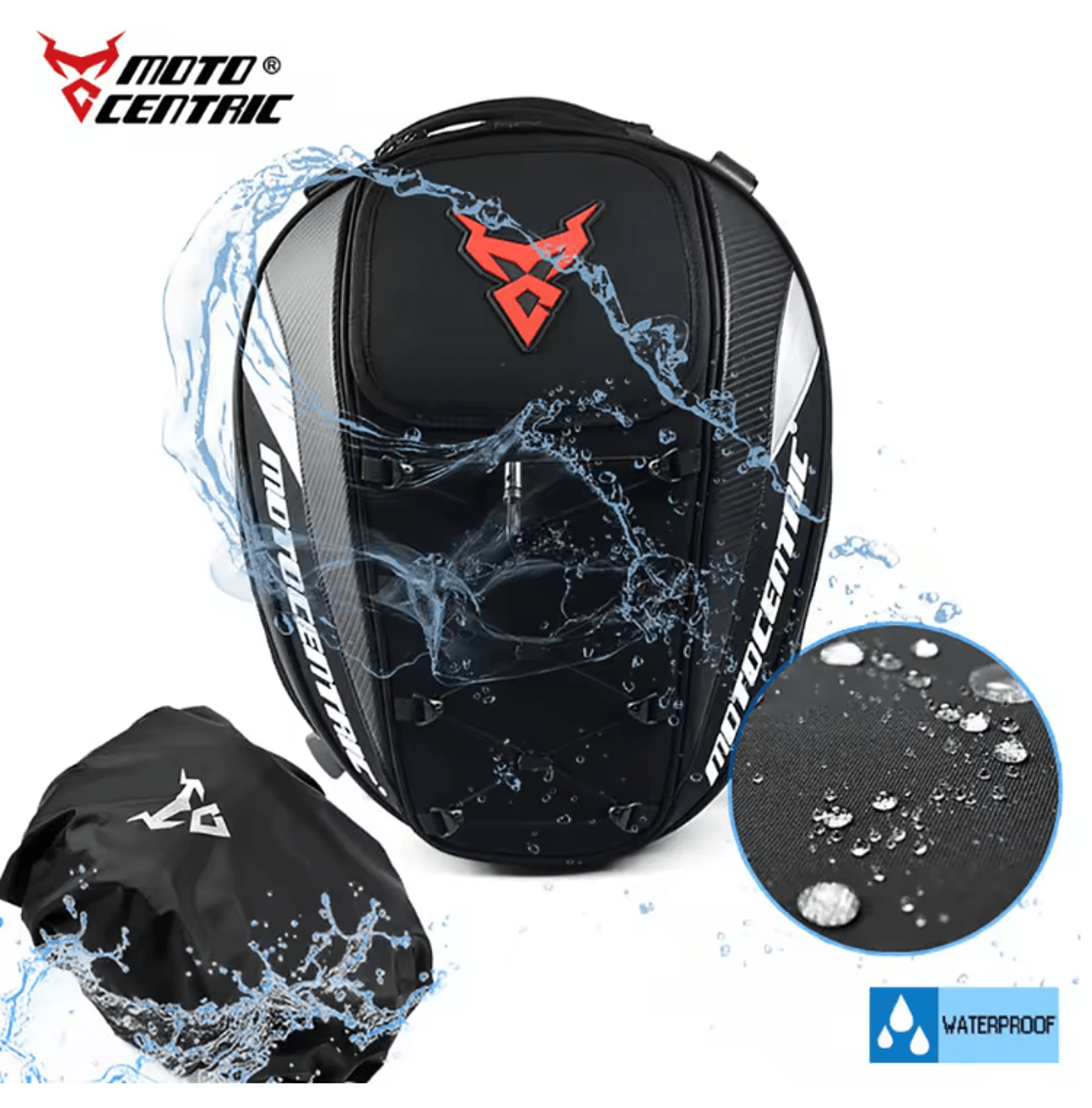 MotoCentric Waterproof Motorcycle Tail Bag And Rider Backpack For Helmet And Gear Storage 1