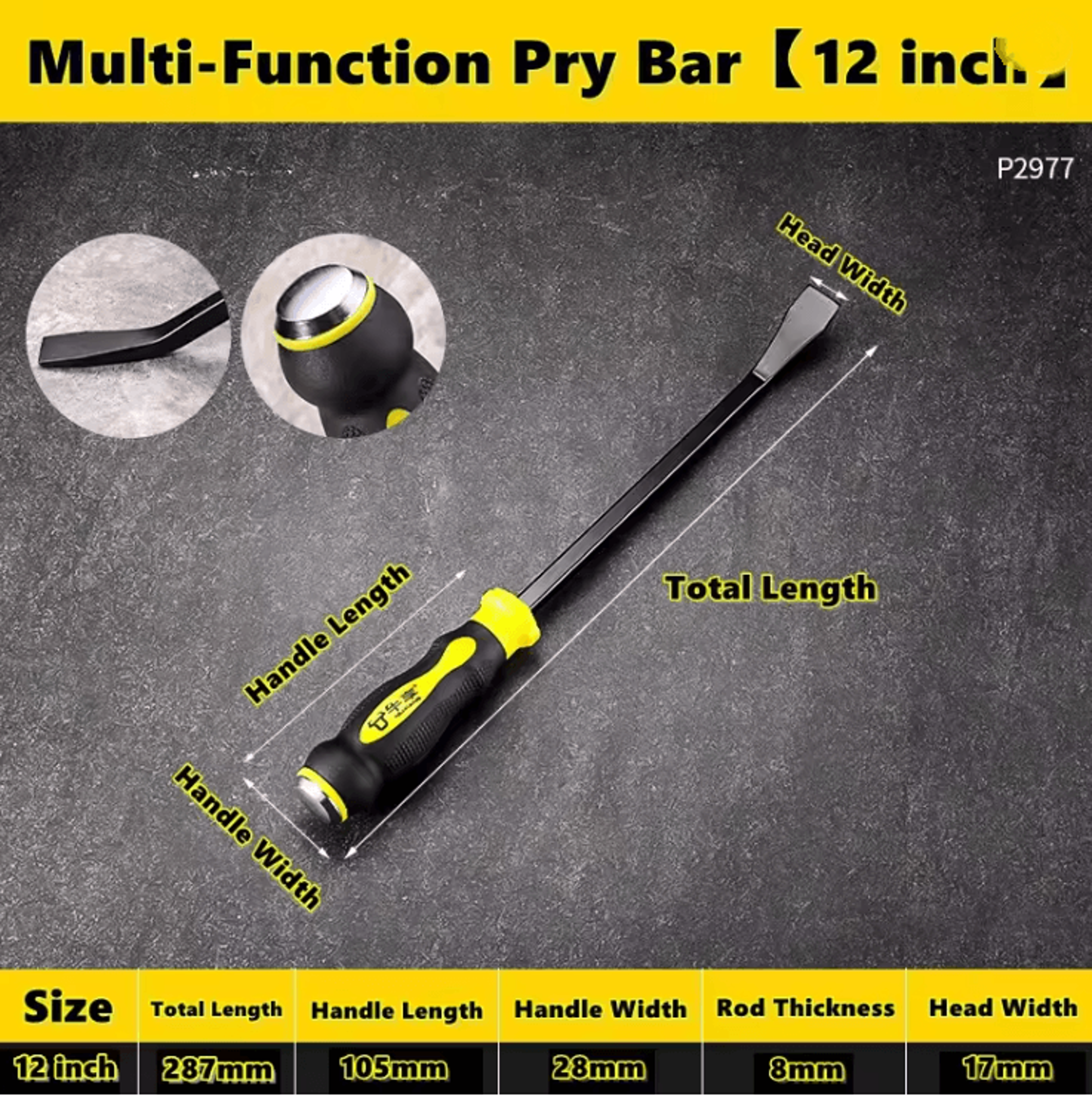 ProGrip Heavy Duty Pry Bar And Tire Lever Tool Set 4