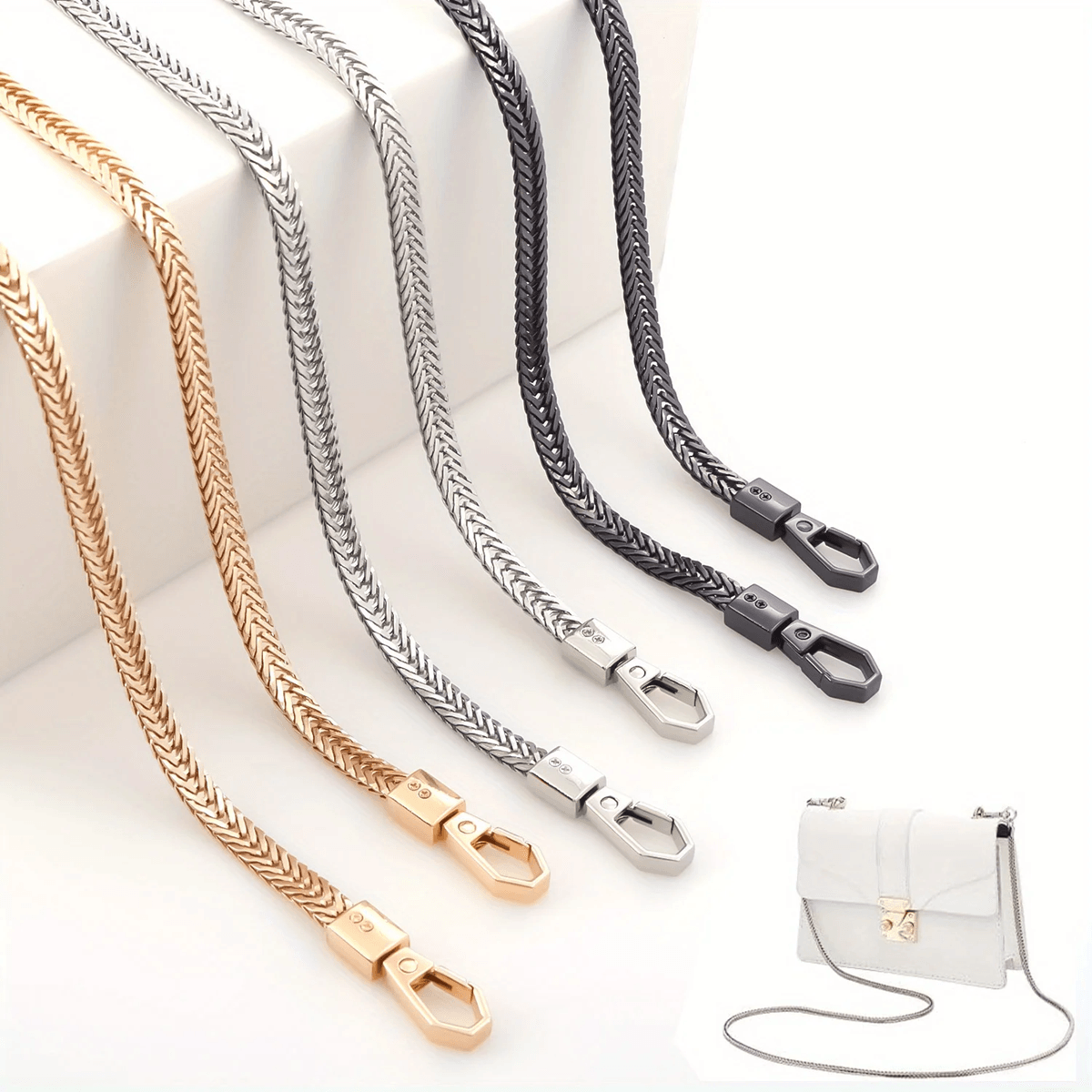 LuxeLink 7mm Flat Metal Bag Chain Strap Replacement For Shoulder And Crossbody Bags 0