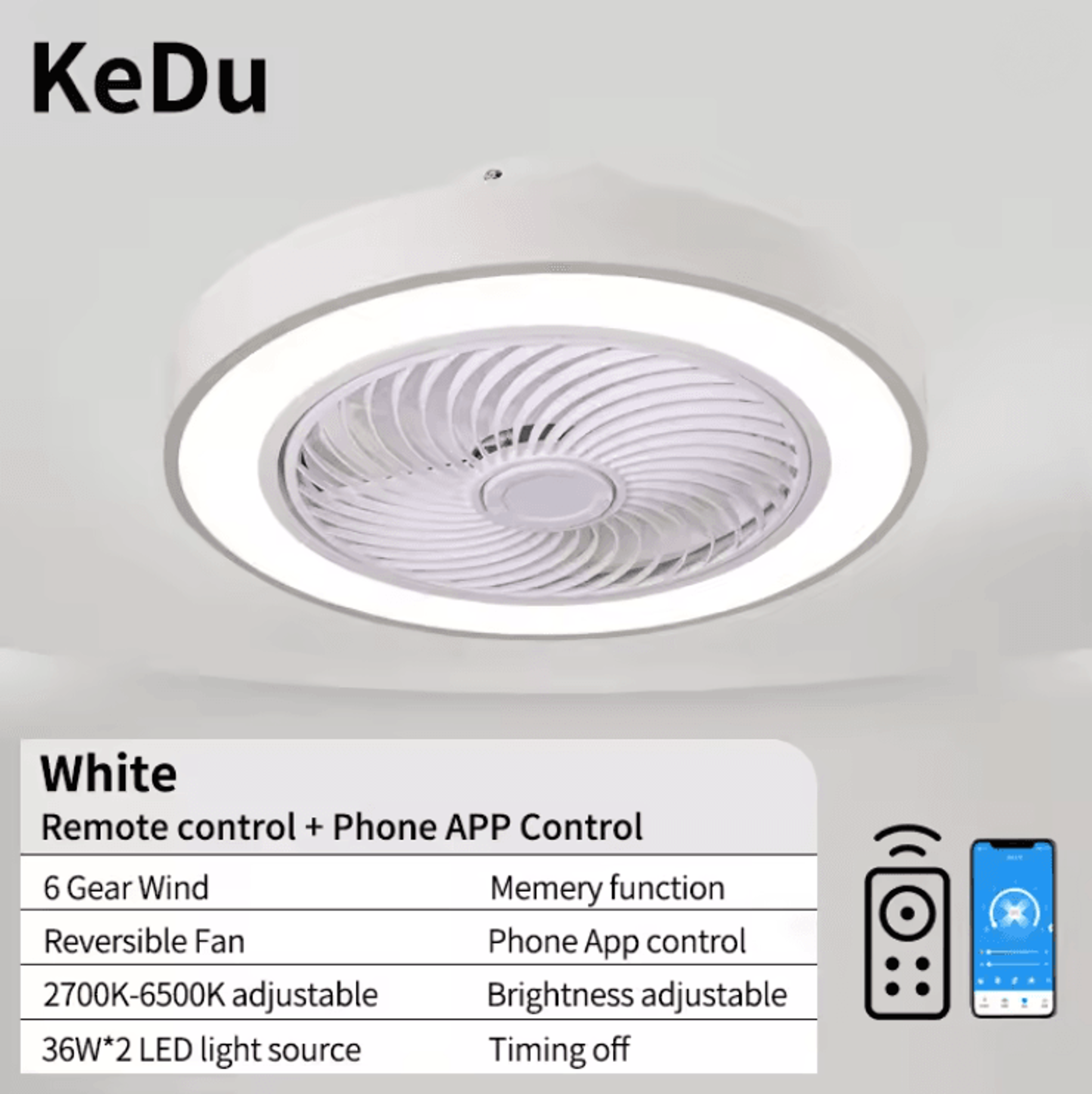 AeroGlow Modern Ceiling Fan Light With Quiet Motor And LED Illumination 5