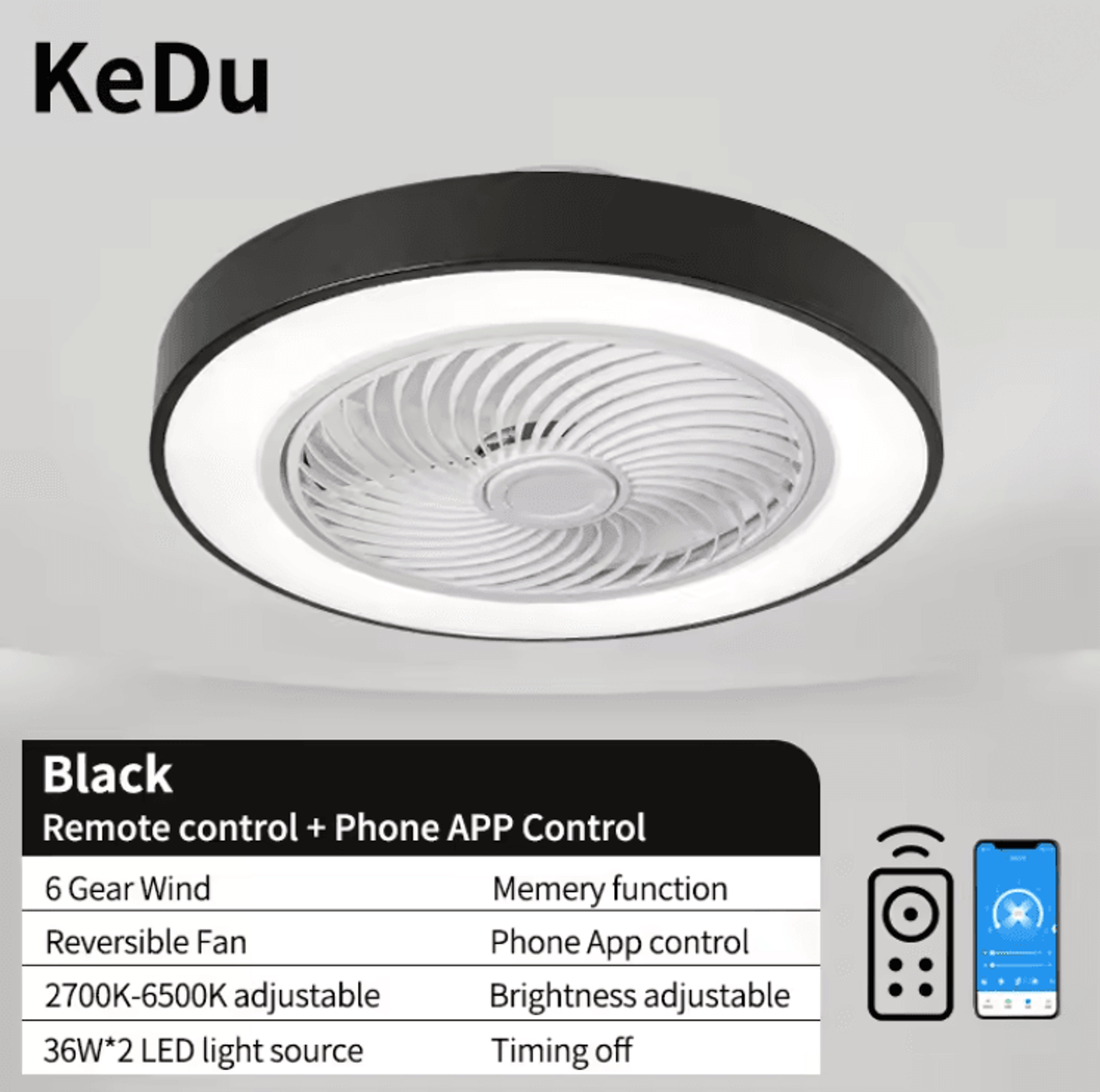 AeroGlow Modern Ceiling Fan Light With Quiet Motor And LED Illumination 6
